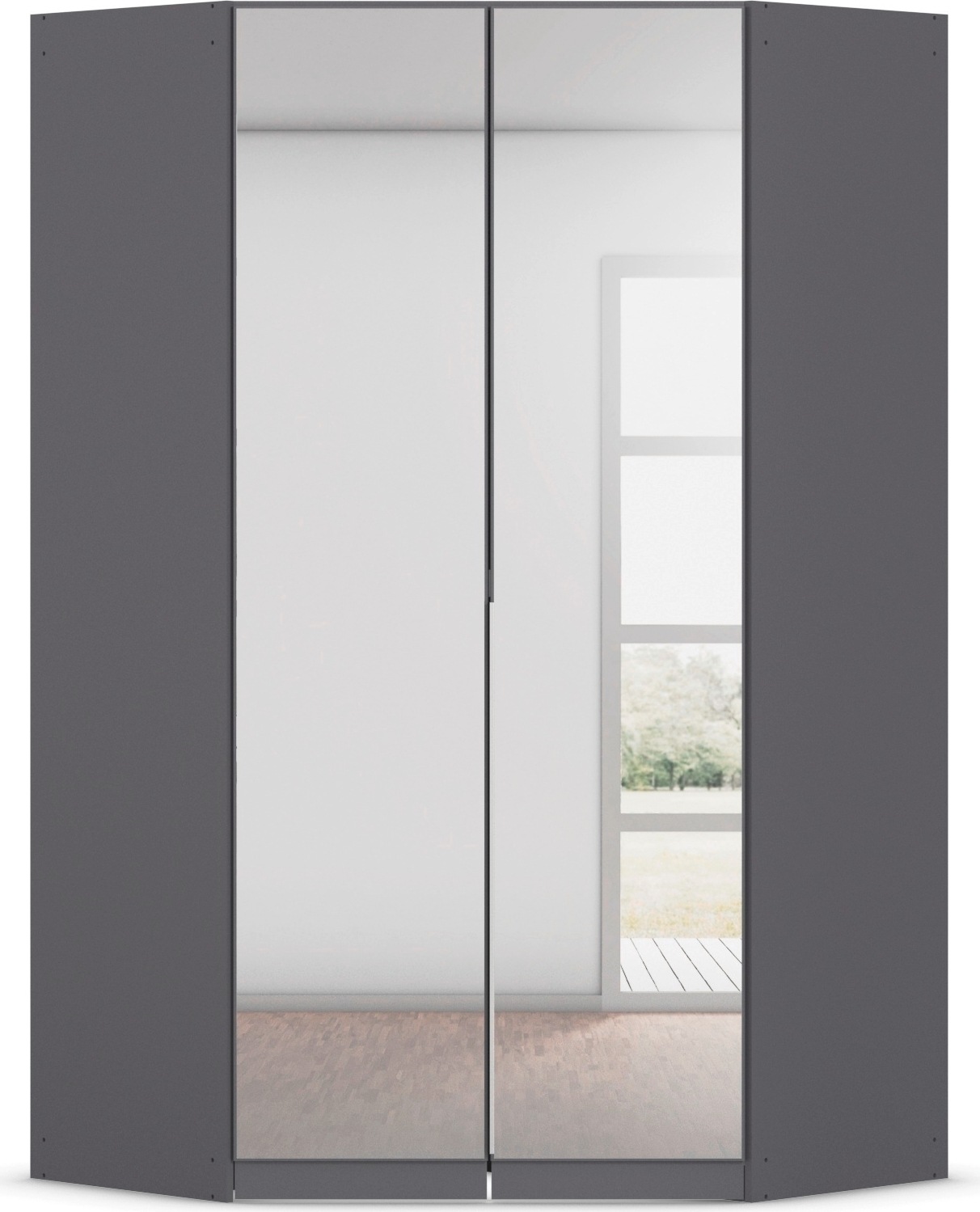 rauch Eckkleiderschrank »Kleiderschrank Schrank Ankleidezimmer Schlafzimmer Garderobe AGORDO«, (in zwei Griff-Farben), mit Spiegeltüren, voll ausgestattet mit viel Stauraum MADE IN GERMANY