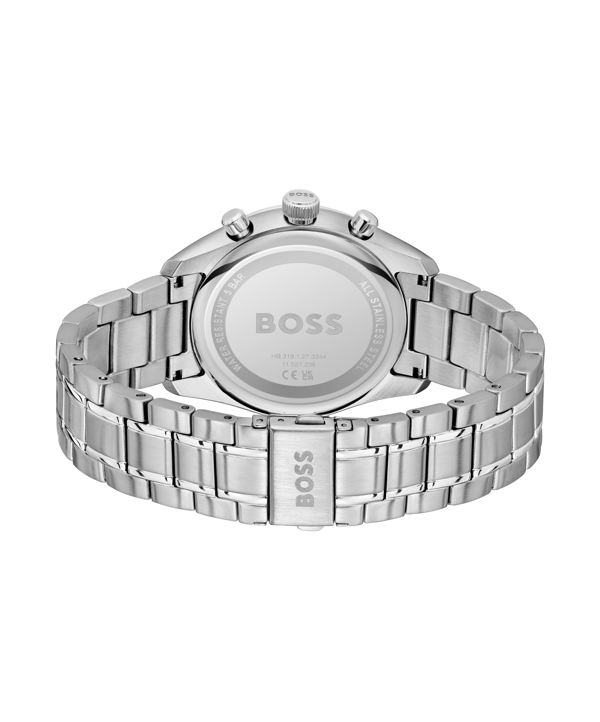 BOSS Quarzuhr »GRAND PRIX 44« Armbanduhr, Herrenuhr, Edelstahlarmband, analog, Tag, Stoppfunktion