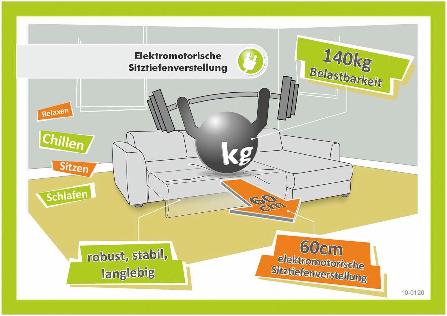 Jockenhöfer Gruppe Ecksofa »Slider L-Form, B: 277 cm Couch, 60cm elektrische Sitztiefenverstellung« 140kg Belastbarkeit, USB-Anschluss, Kopfteilverstellung & Zierkissen