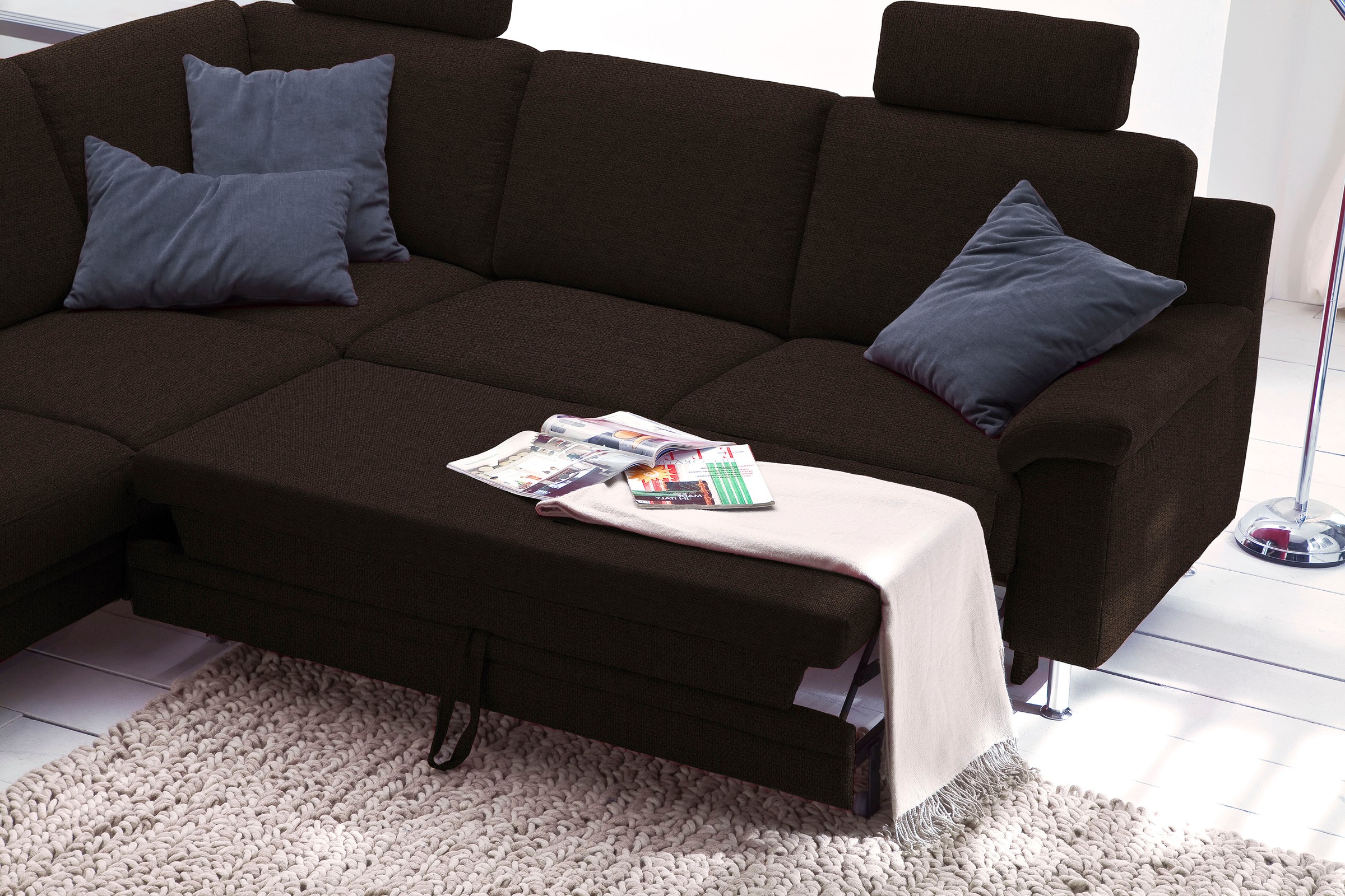 3C Carina Ecksofa »Korfu L-Form«, incl.- 1 Kopfstütze, wahlweise mit Schlafunktion und Stauraum