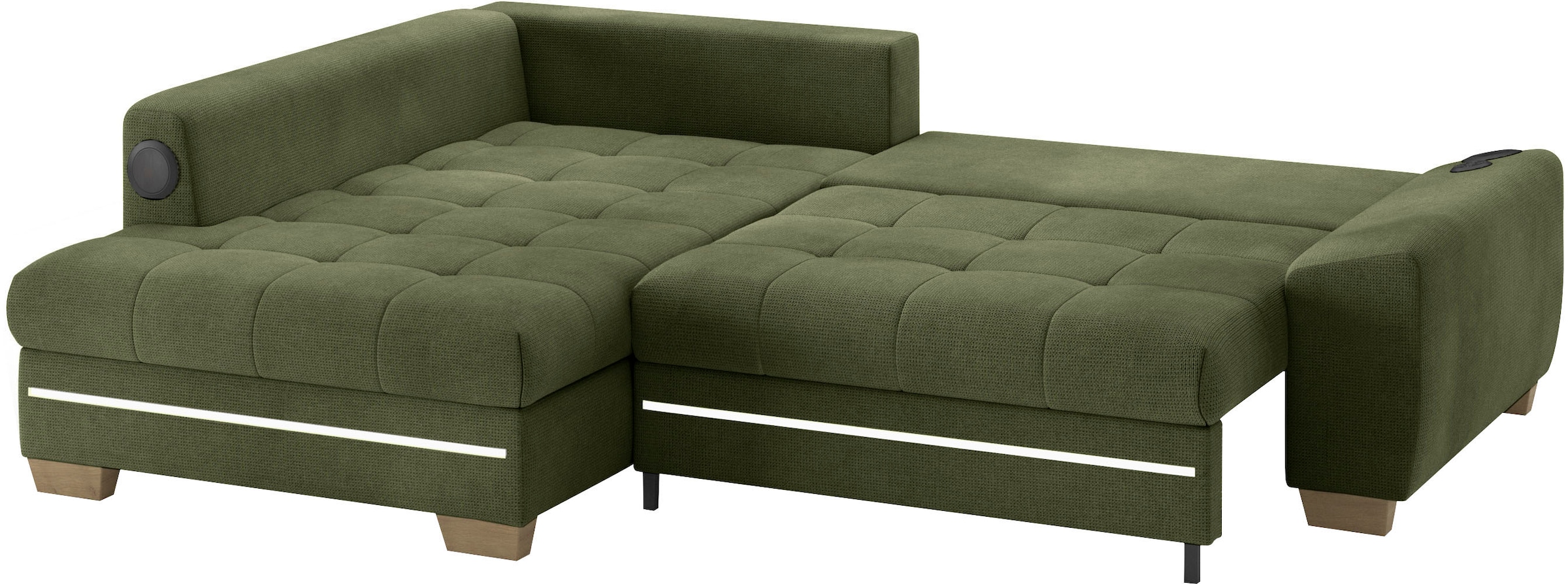 Mr. Couch Ecksofa »Nikita II, L-Form«, mit Kaltschaum, RGB-LED, Soundsystem, wahlweise mit Bett, Bettkasten