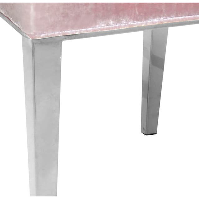 Leonique Stuhl »Pinky«, (Set), 1 St., Samtvelours, Knopfheftung am Rücken  und silberfarbenen Metallfüßen, Polsterstuhl auf Raten kaufen