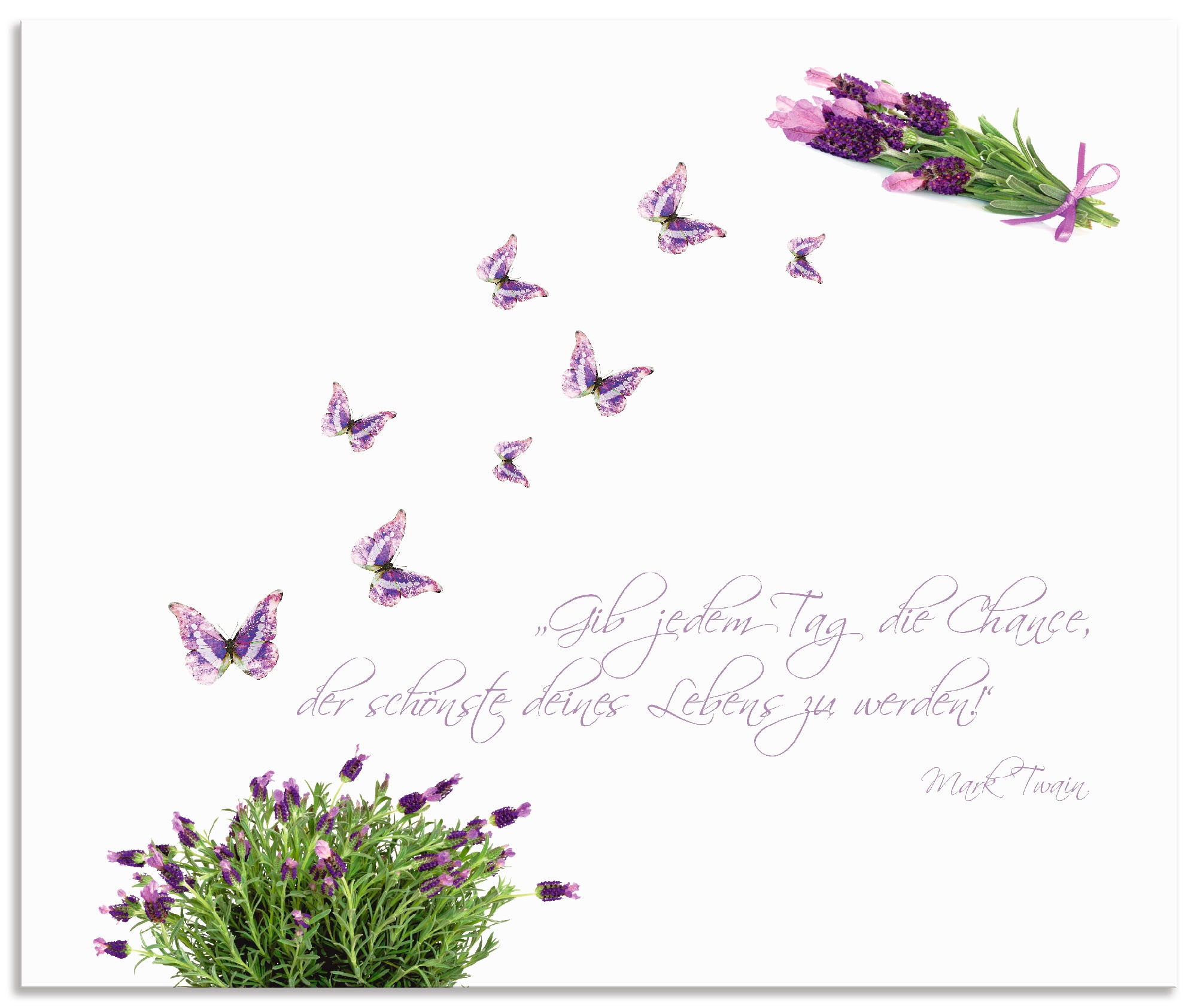Küchenrückwand »Lila Schmetterlinge an Lavendel«, (1 tlg.), Alu Spritzschutz mit...