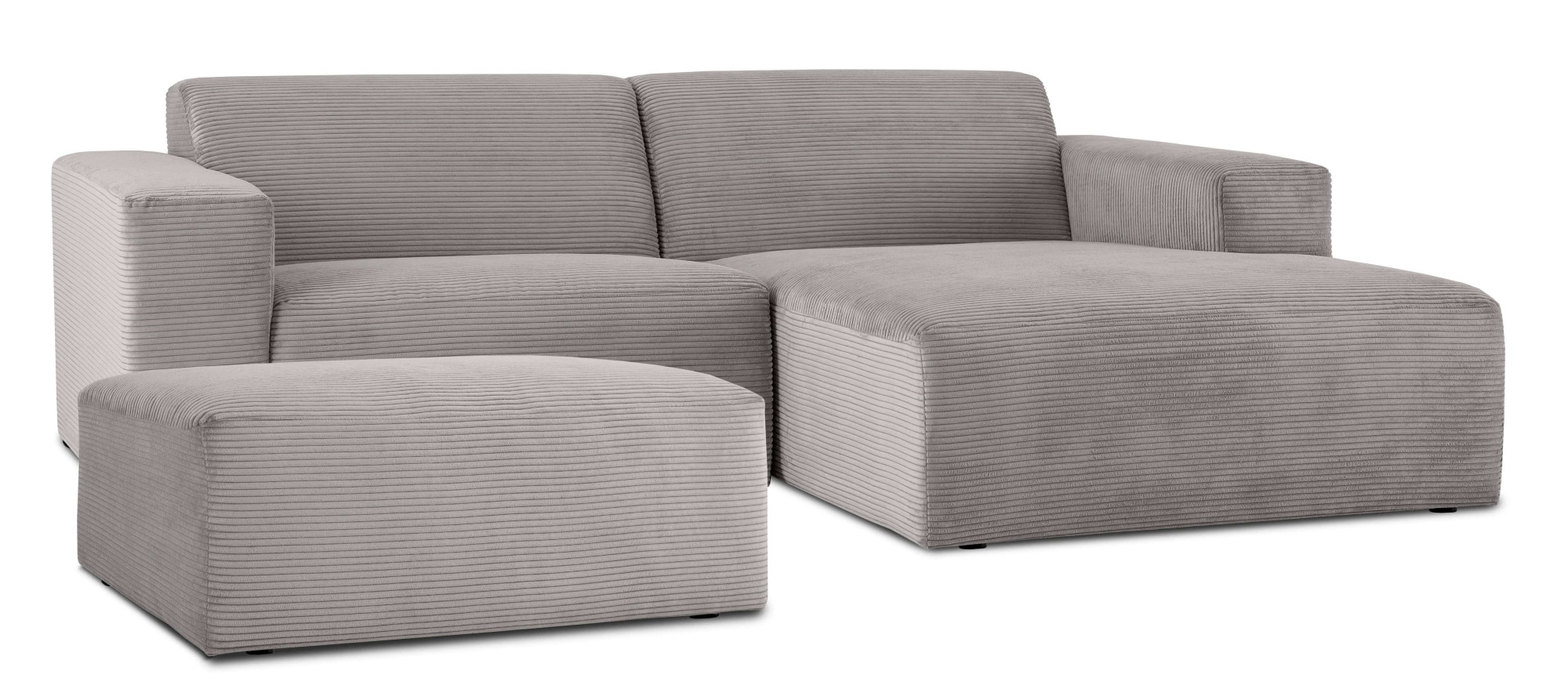 INOSIGN Ecksofa »Koa,228cm, L-Form, Modulsofa, Webstoff, Cord, Struktur«, Designsofa, Set, Hocker inklusive, weicher Lounge-Sitzkomfort