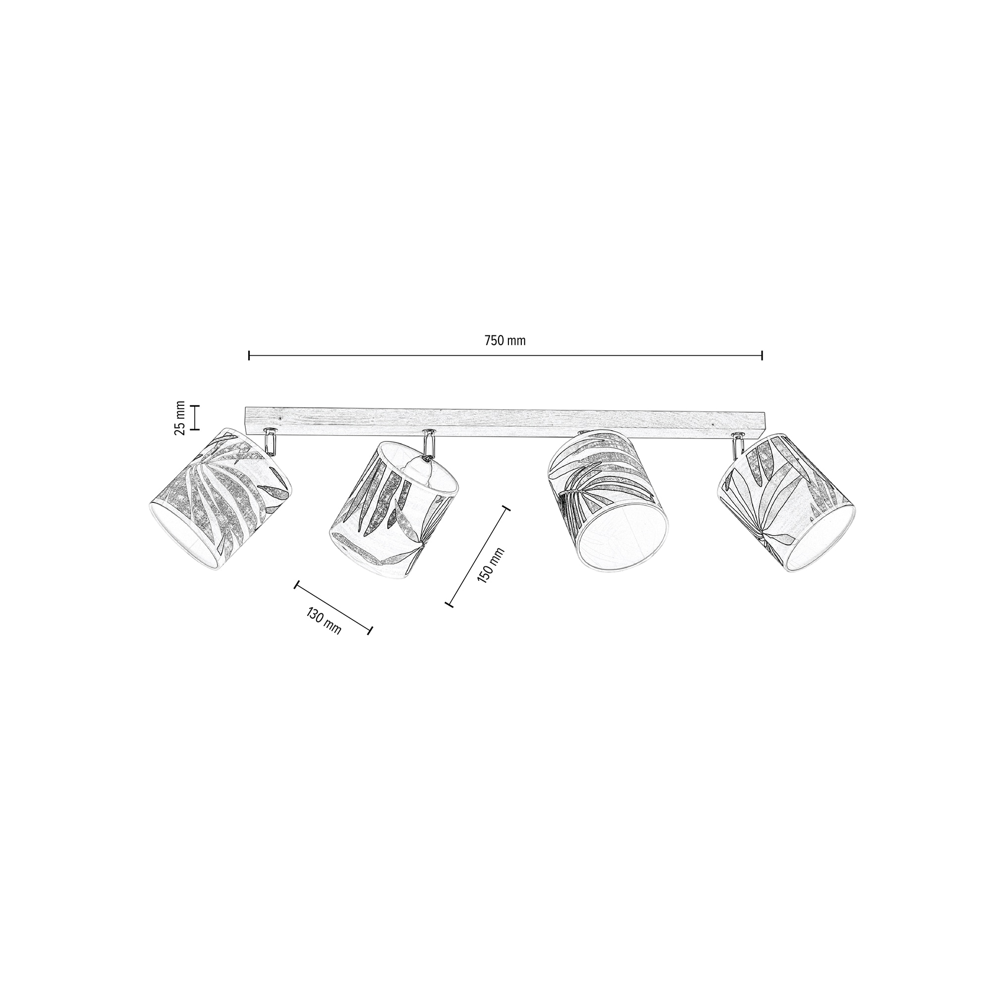 BRITOP LIGHTING aus 4 Schirme kaufen Tapete, Baldachin | Garantie mit Eichenholz 3 Deckenleuchte online XXL laminierter Jahren aus »HOJA«, flammig-flammig