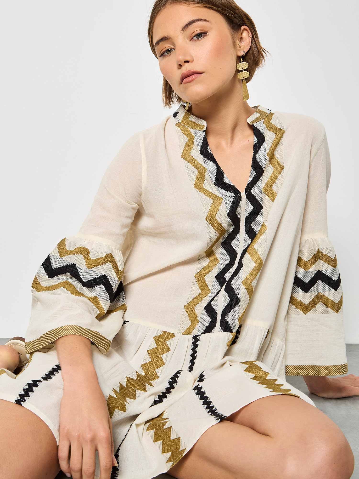 Apricot Abendkleid »Tunika-Kleid« mit Chevron-Muster