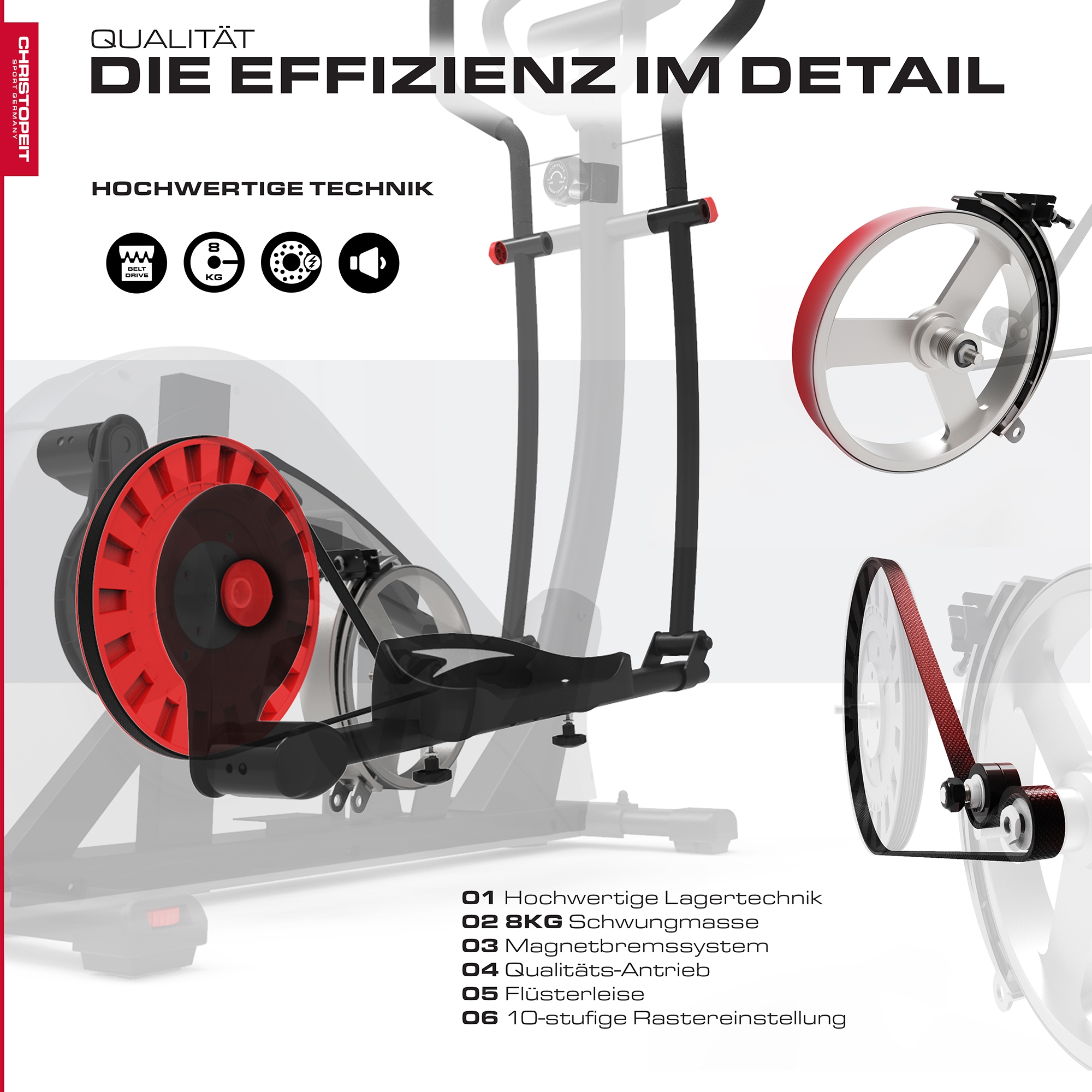 Christopeit Sport® Crosstrainer »AX 6000«, Schwungmasse ca. 8 kg, 10 Widerstandsstufen