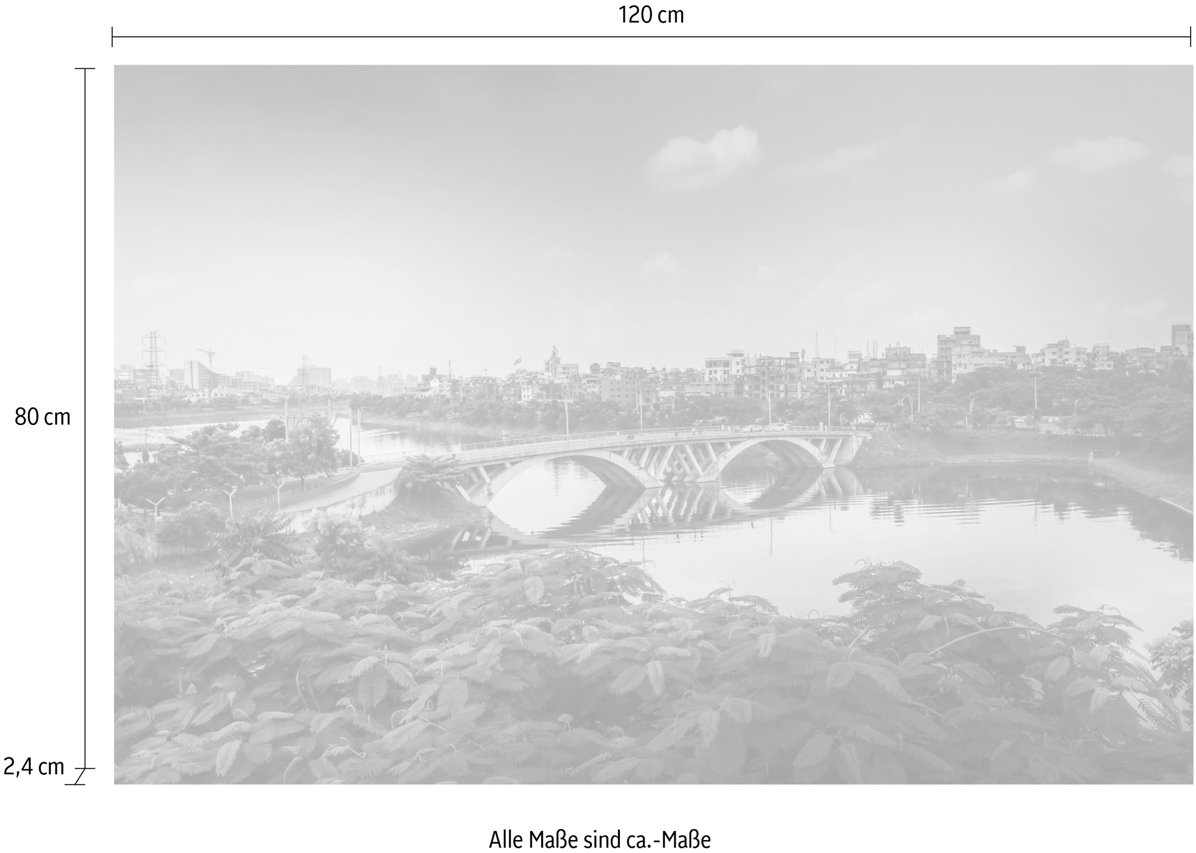 queence Acrylglasbild »Brücke«, Brücken-Pflanzen-Himmel, Fine Art-Print in Galeriequalität