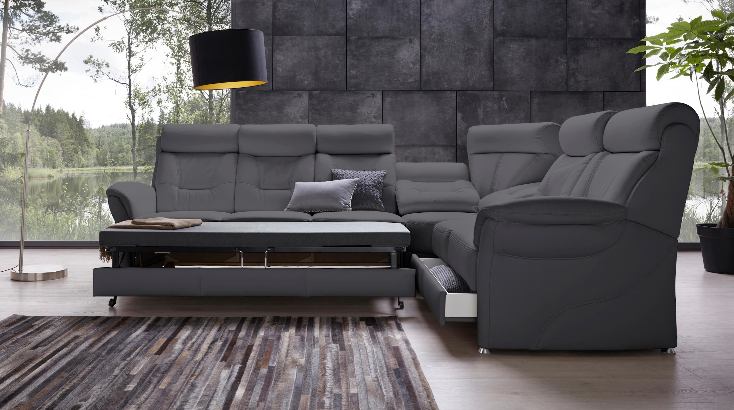 Places of Style Ecksofa »Sardinien L-Form«, mit Kopfteilverstellung, wahlweise mit Bettfunktion