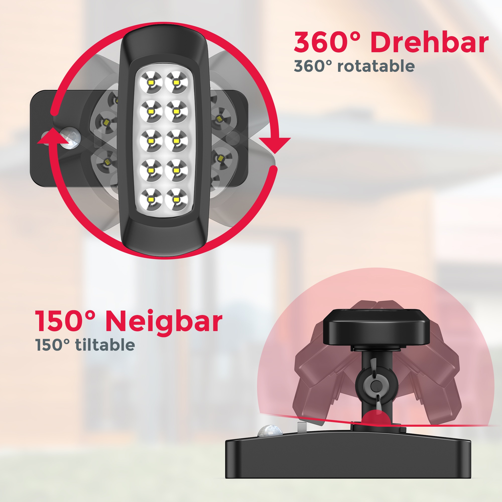 B.K.Licht Solar LED Außen-Wandleuchte, schwarz, inkl. LED Platine, 15 Lumen (bei Dauerlicht), 50 Lumen (bei Aktivierung für 30sec.) 6.500 Kelvin