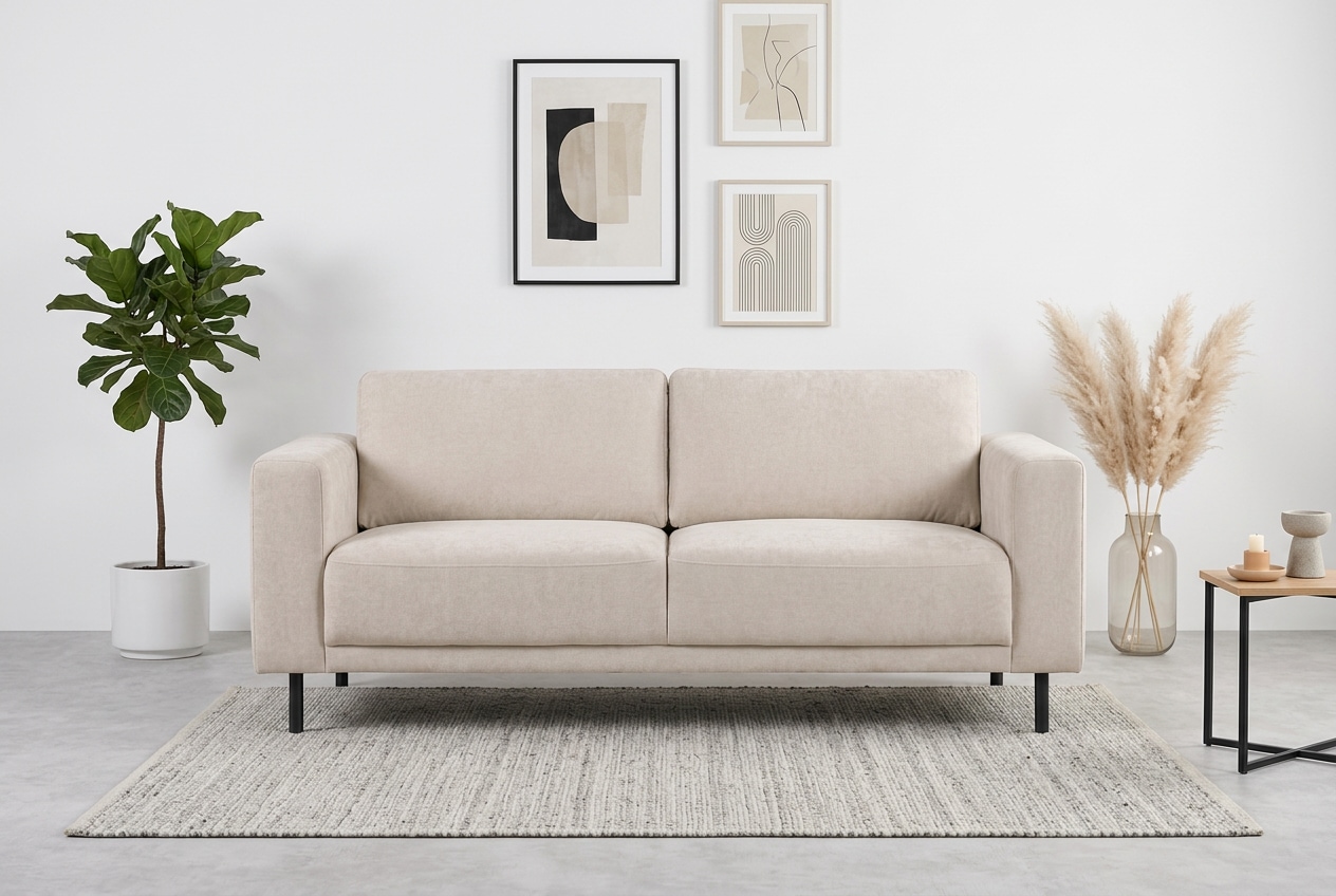 OTTO home 2,5-Sitzer »Sveeva, Kompaktsofa, B.183 cm, schwarze Metallfüße« langlebiger Strukturstoff, mit Wellenunterfederung, viele Farben