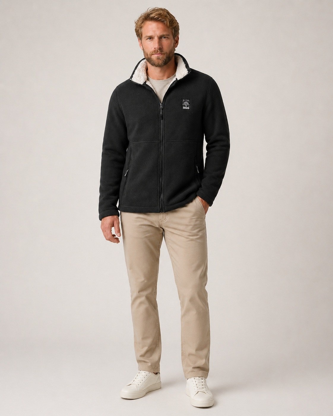 LPO Kapuzenfleecejacke »Rhys Outdoor« mit Kapuze mit Langhaarfleece