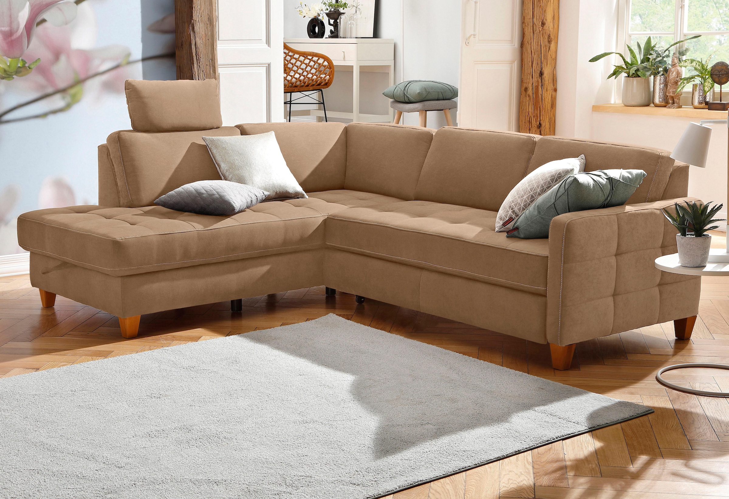 Home affaire Ecksofa »Earl L-Form« wahlweise auch mit Bettfunktion oder Bettfunktion mit Bettkasten