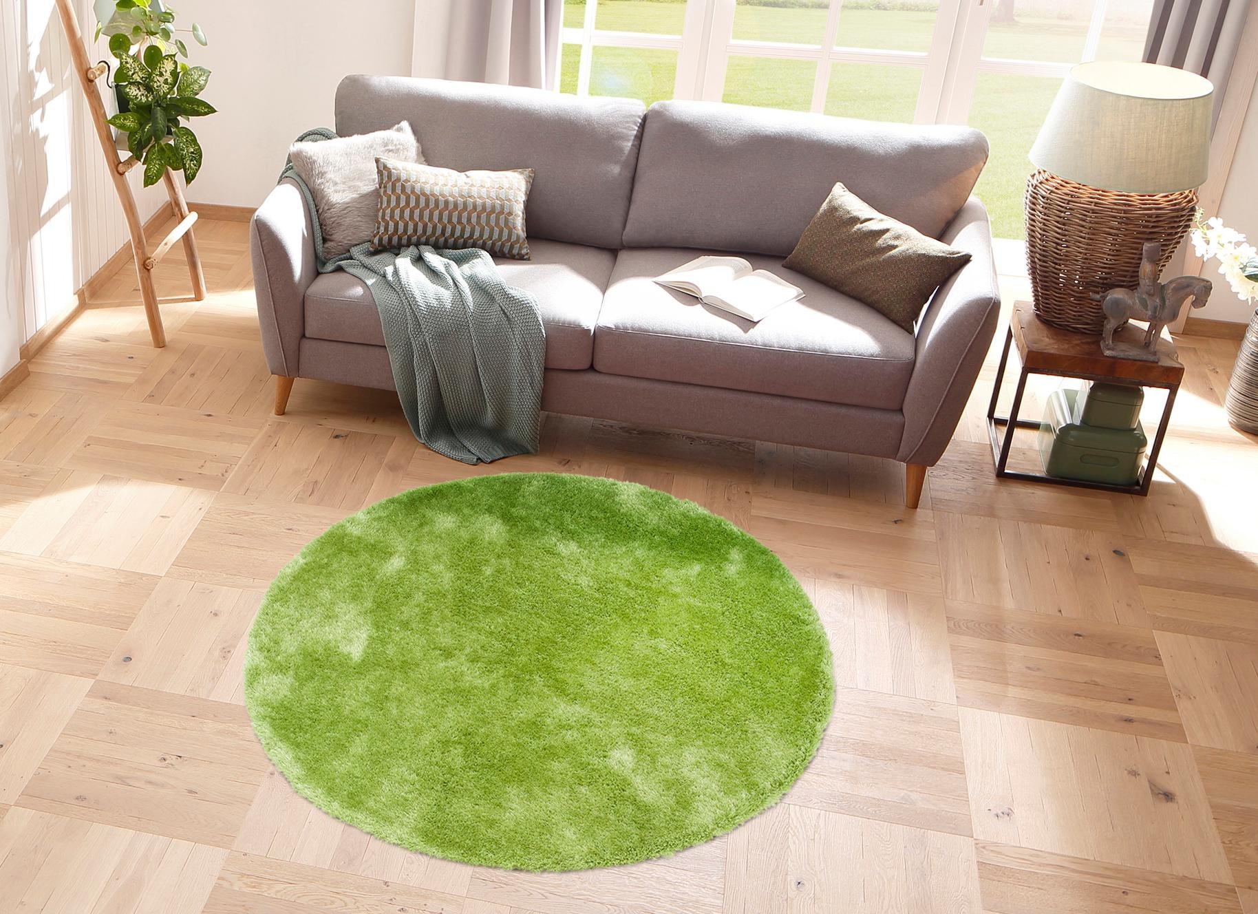 Bruno Banani Hochflor-Teppich »Dana Teppich, Kundenliebling«, rund, 30 mm Höhe, unifarben, Mikrofaser Teppiche, Wohnzimmer, Schlafzimmer, Esszimmer