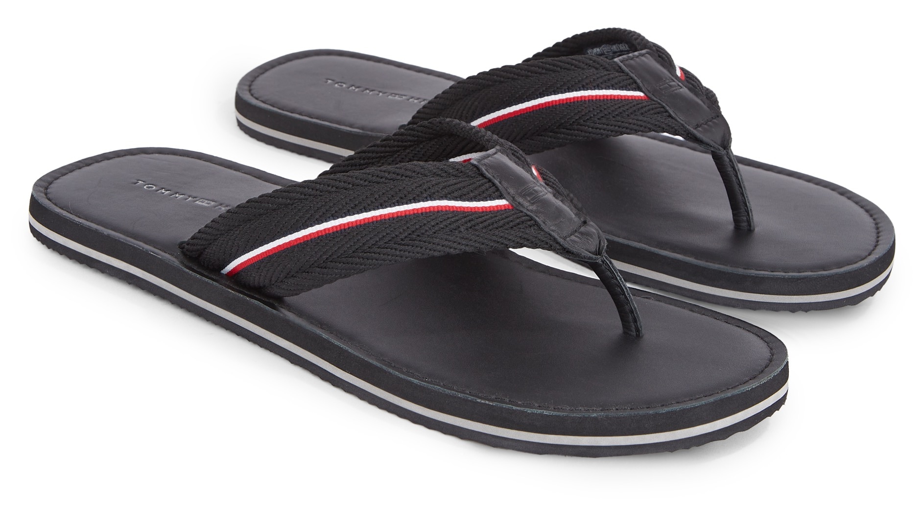 Zehentrenner »HILFIGER LEATHER BEACH SANDAL«, Sommerschuh, Schlappen, Poolslides,...