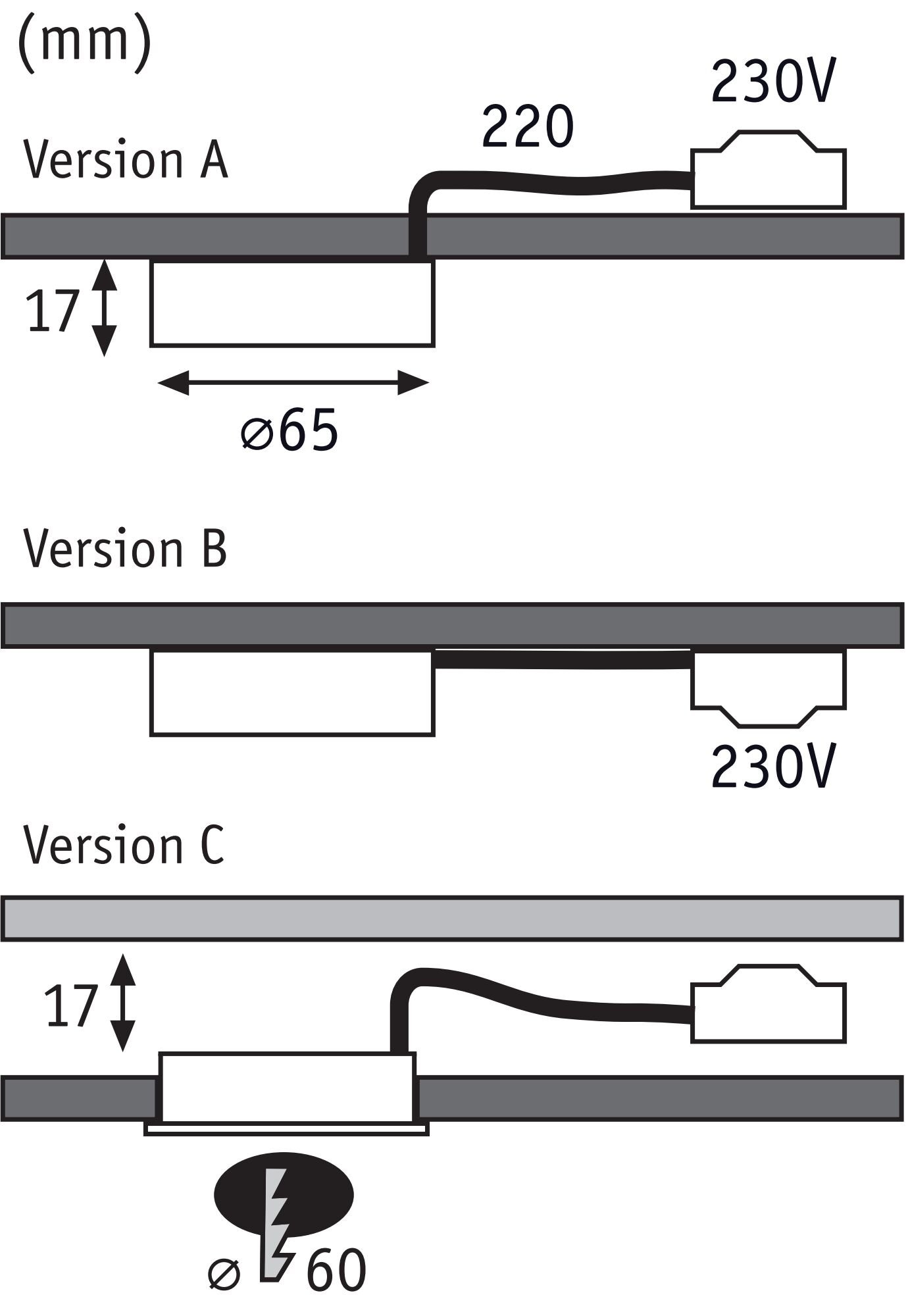 Paulmann Unterschrankleuchte »Möbel Set Pukk 3x3,5W 210lm 12/230V 2700K Kunststoff/Schwarz«, 3 flammig