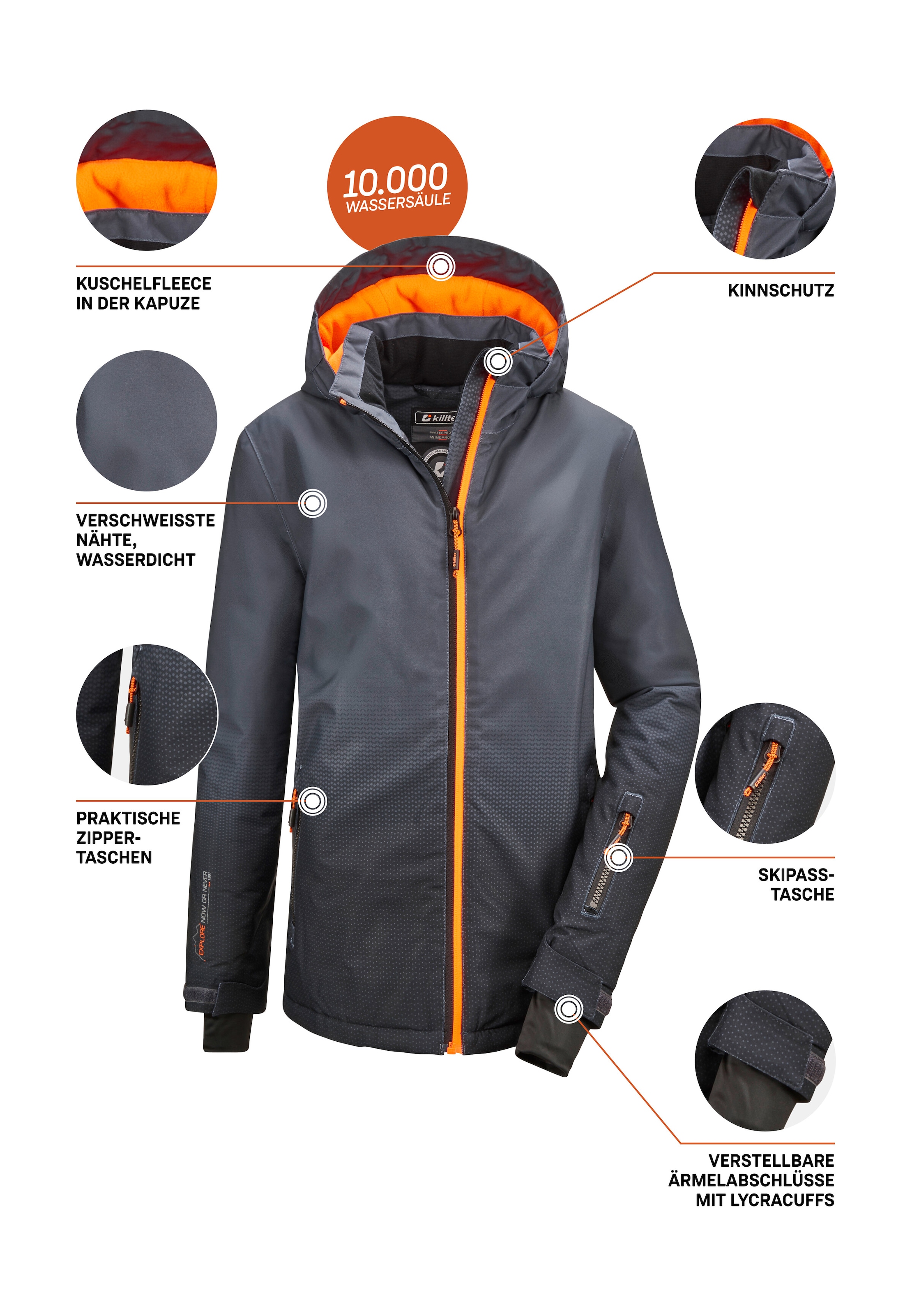 Killtec Outdoorjacke »Lynge BYS JCKT E«, Wasserdichte Funktionsjacke mit Schneefang und coolem Design