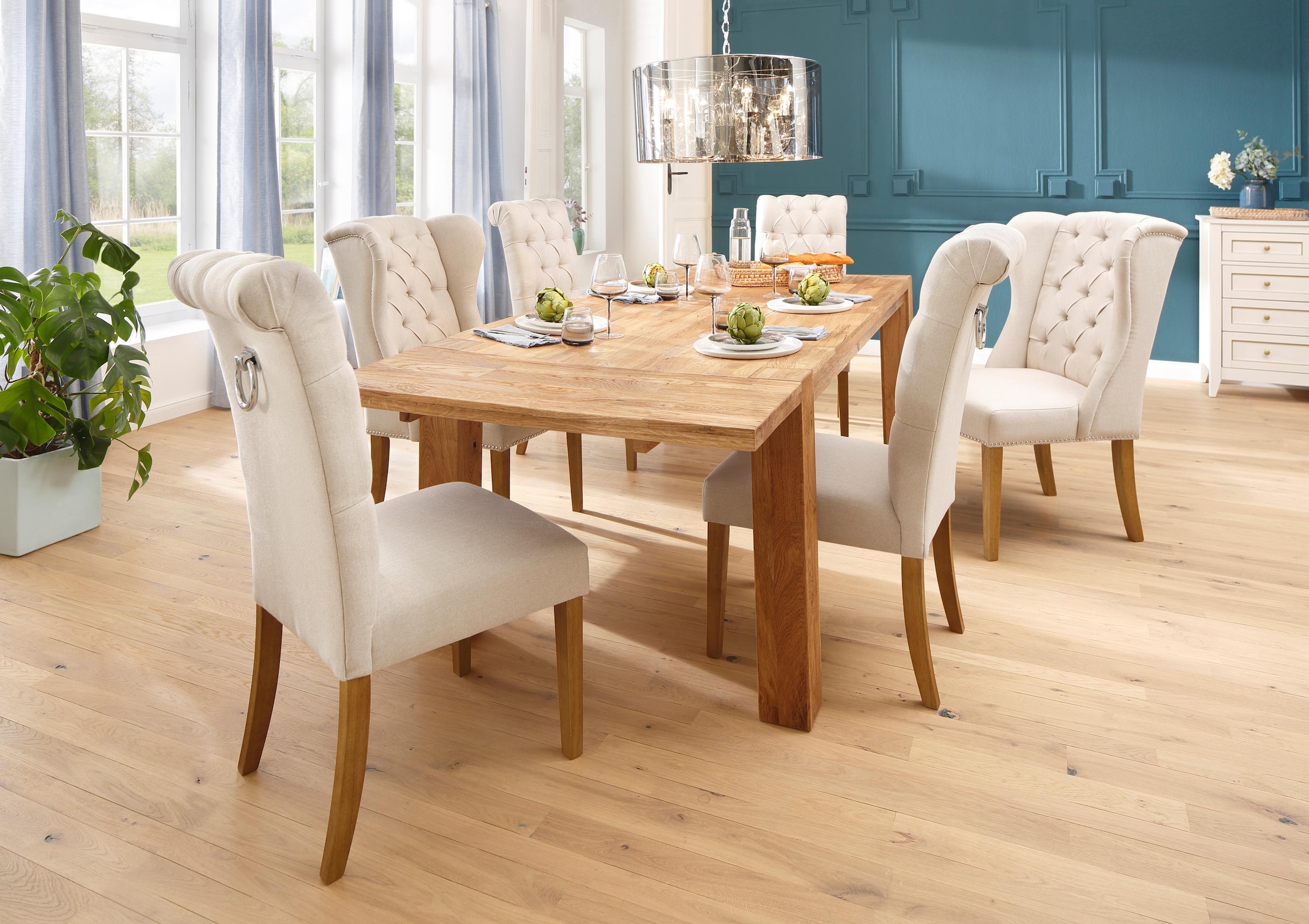 Home affaire Esszimmerstuhl »Liao, TOPSELLER!, OTTOs Choice«, Struktur (100% Polyester), mit Ohrensessellehne und edler Knopfheftung in der Rückenlehne
