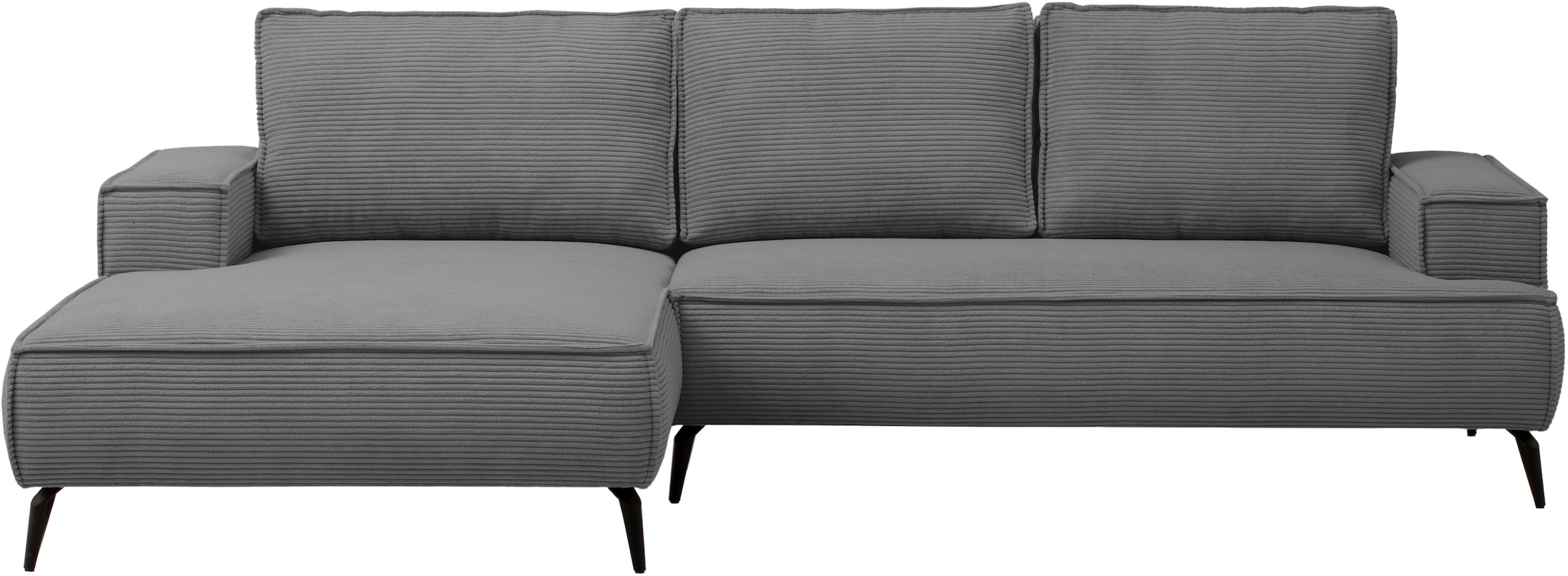 andas Ecksofa »TVINNU, L-Form in Cord, Sofa«, wahlweise Recamiere rechts/links, schwarze Füße, bequemer Sitzkomfort
