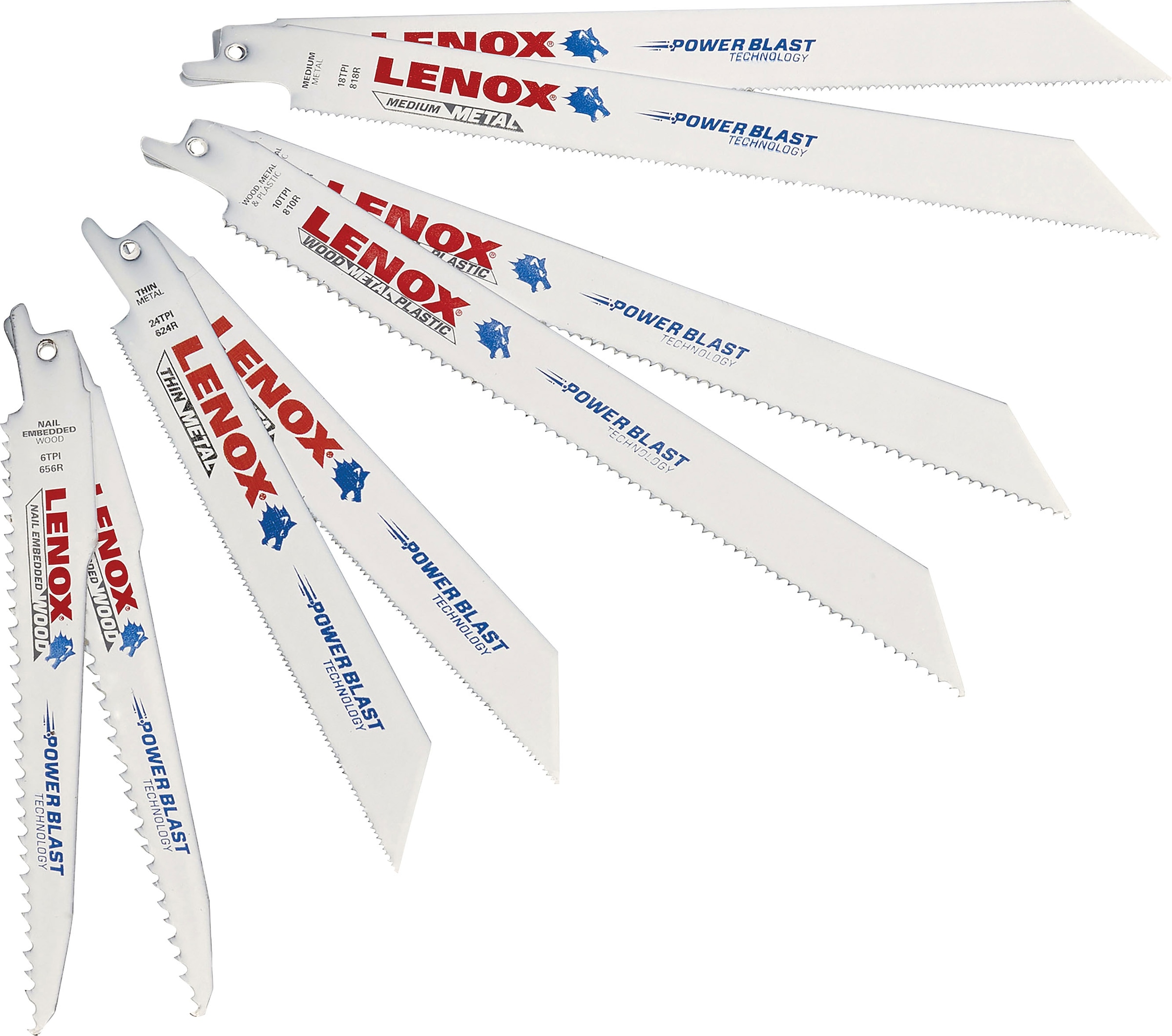 Lenox Säbelsägeblatt »121439KPE Set 9-tlg. für Holz und Metall«, 2x 656R, 2x 624R, 2x 810R, 2x 818R, 1x 960R