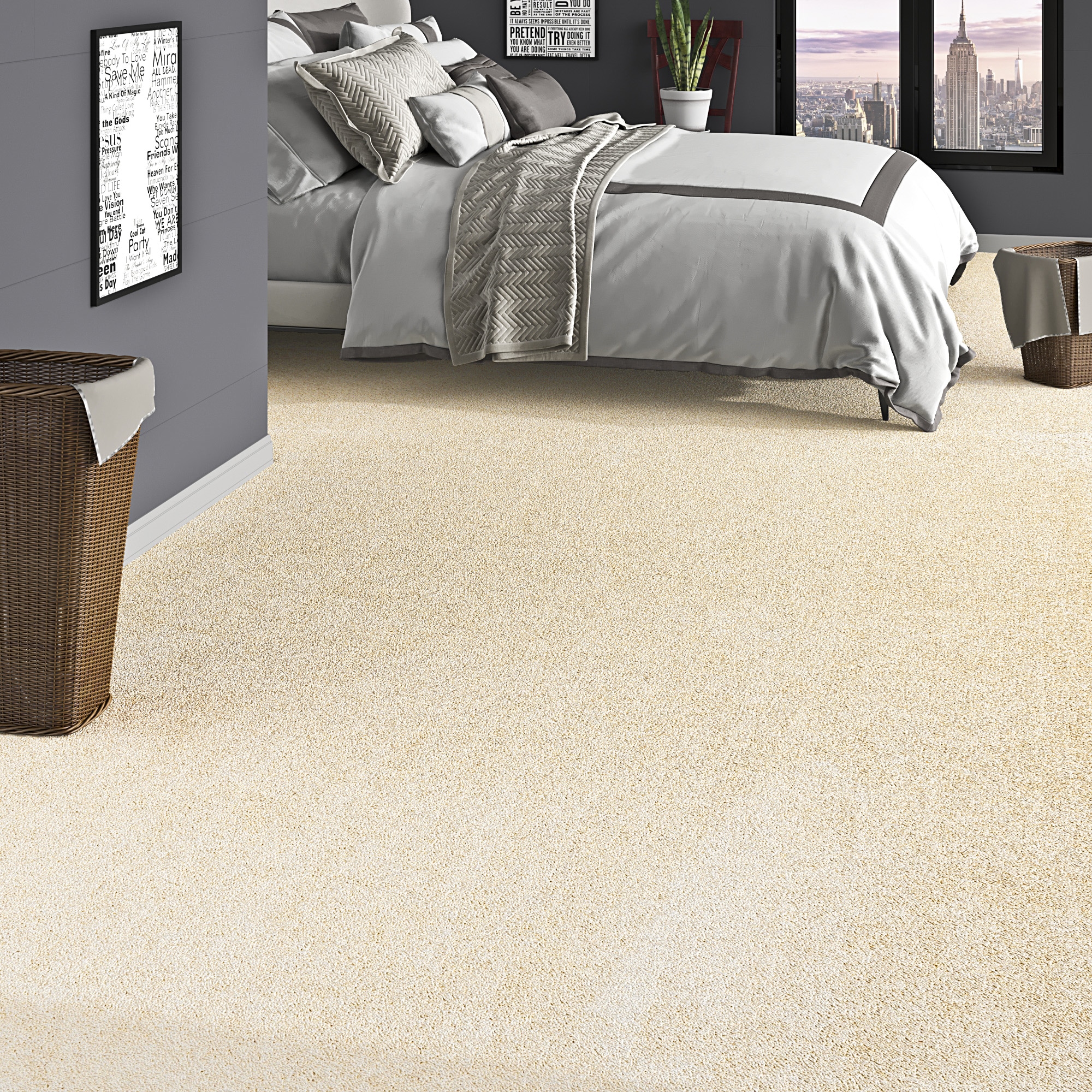 OTTO home Teppichboden "Rava, Velours, Gesamthöhe 16 mm" rechteckig Uni Farben, Breite 400 cm, weich, strapazierfähig, Wohnzimmer