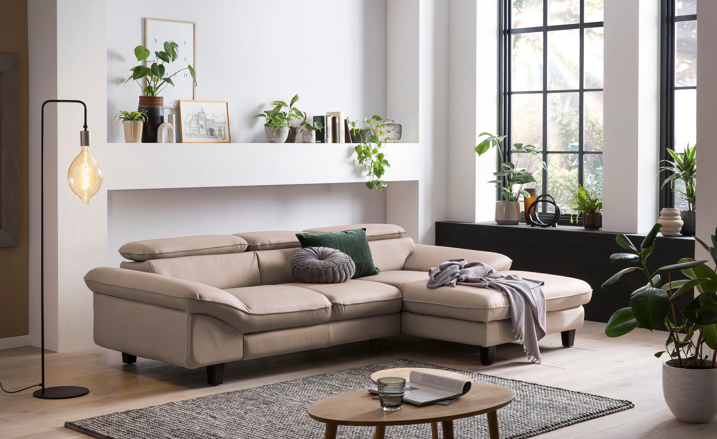 OTTO home Ecksofa »Pilot L-Form« mit Kopfteilverstellung, wahlweise mit Schlaffunktion & Bettkasten