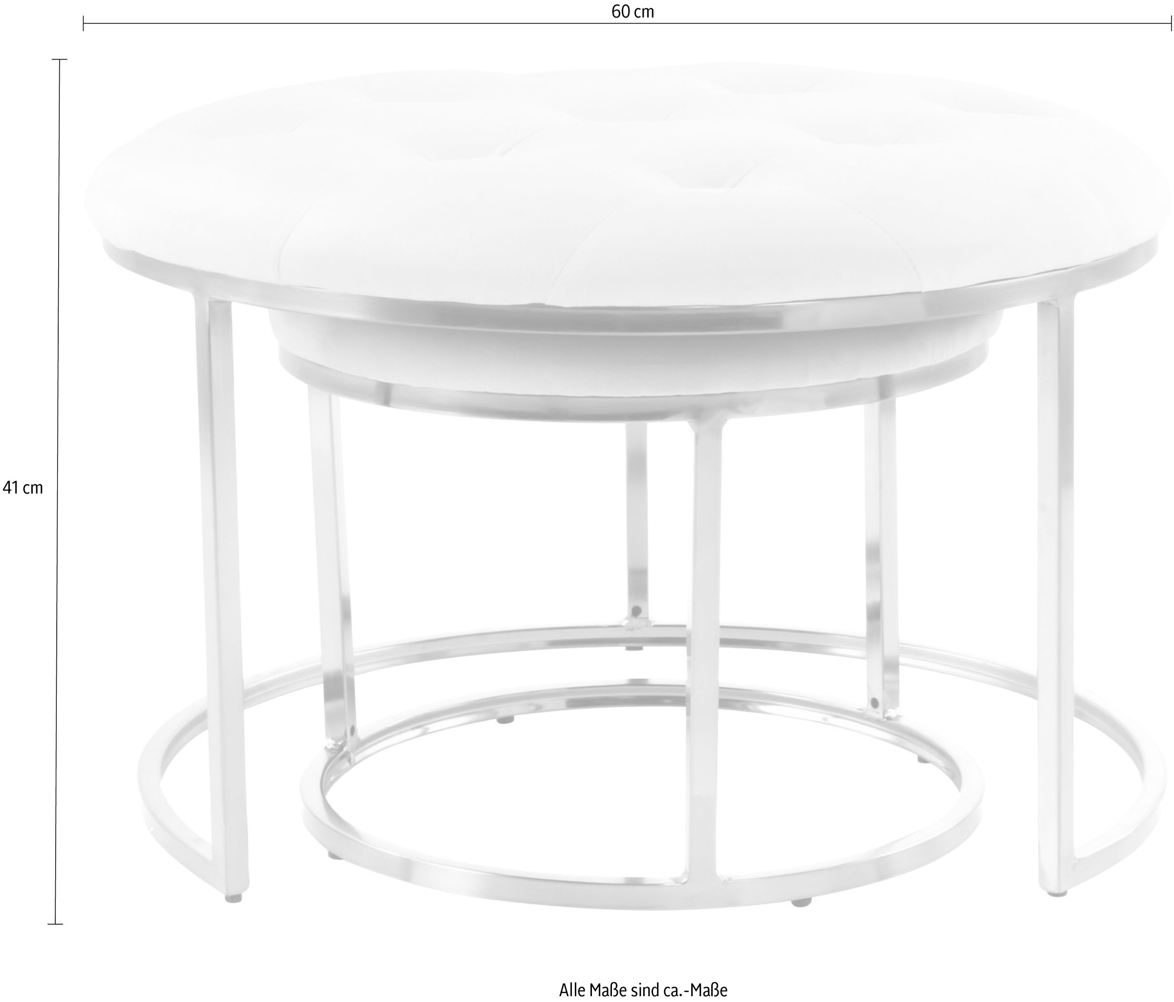 Kayoom Sitzhocker »Hocker Myla 2er-Set, praktisch ineinander schiebbar«, (Set, 2 St.), ineinander schiebbar, rund, gesteppt, mit Zierknöpfen