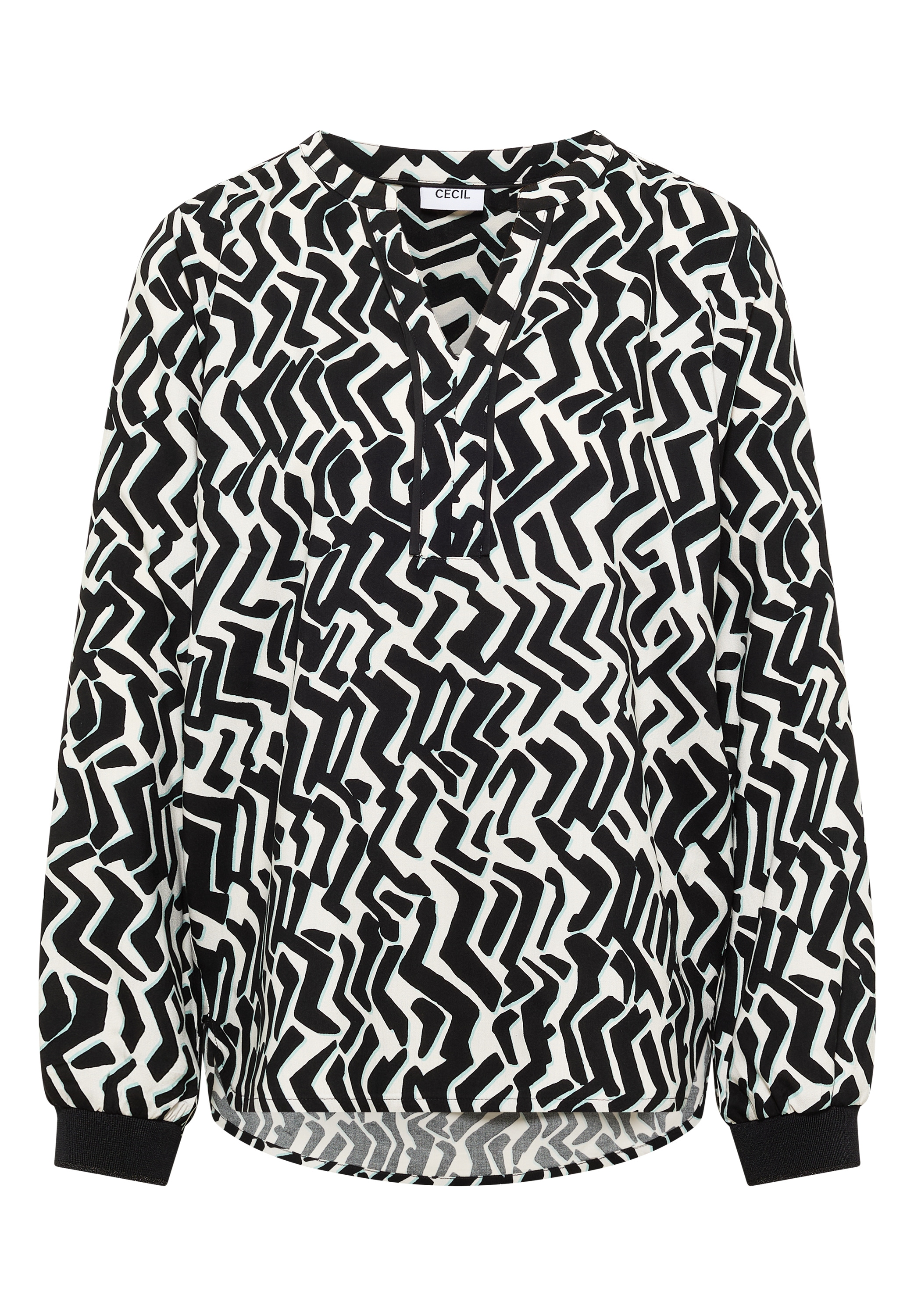 Cecil Druckbluse Print-Bluse mit Tape und grafischem Muster
