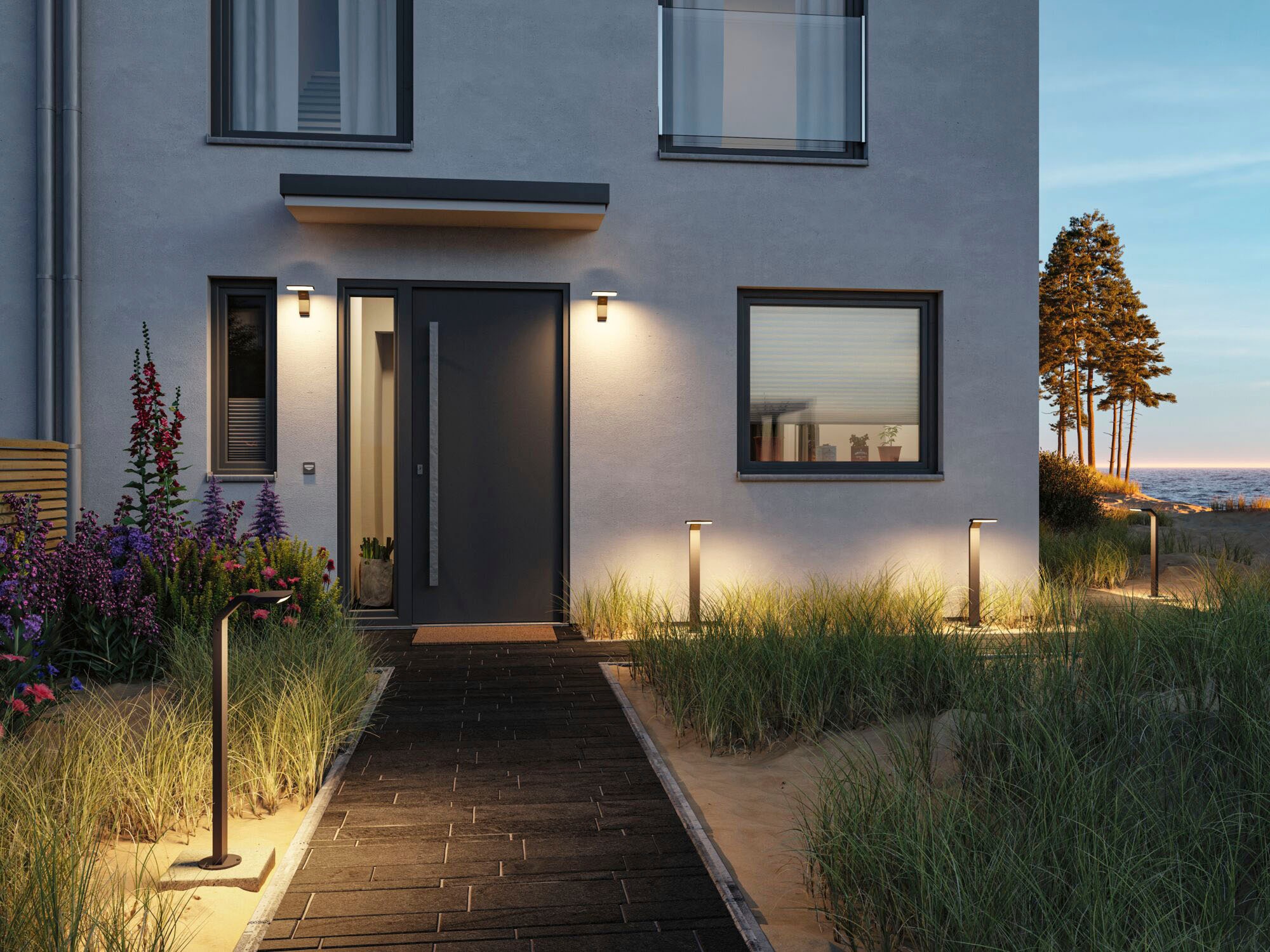 Paulmann LED Außen-Wandleuchte »Zenera 230V 3000K anthrazit«, 1 flammig, seewasserresistent