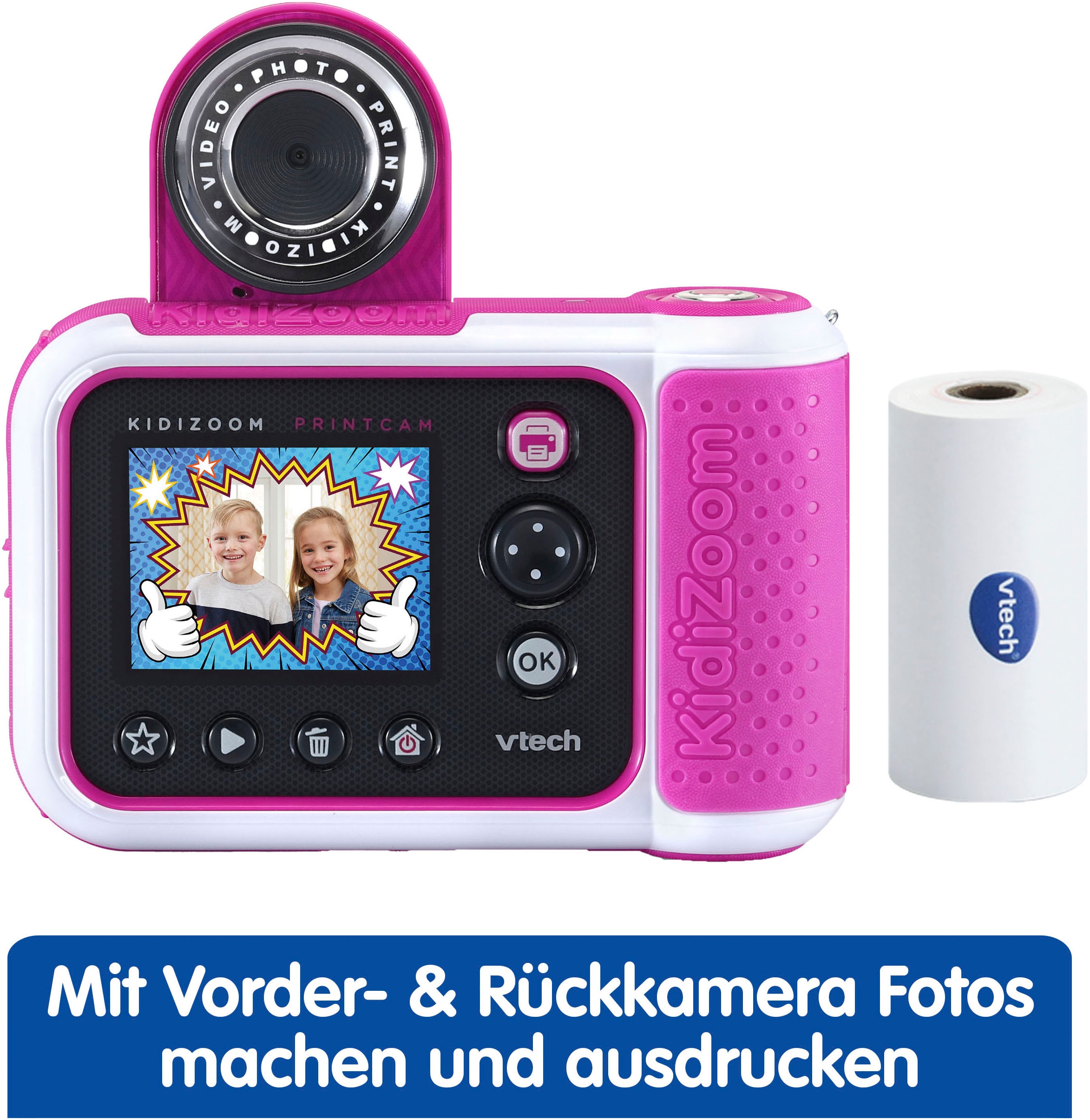 Vtech® Kinderkamera »KidiZoom Print Cam pink«, 5 MP, mit eingebautem Thermodrucker