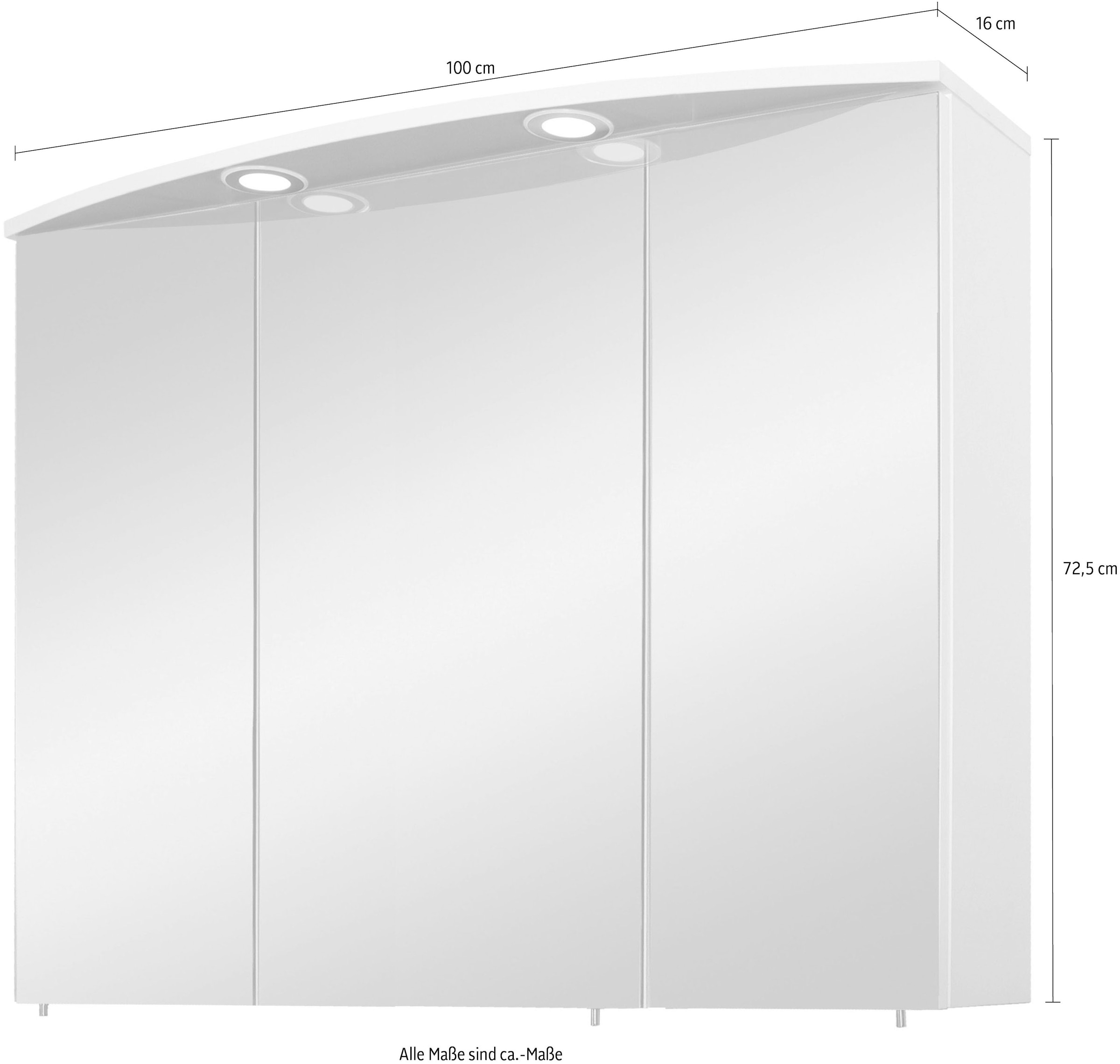 Schildmeyer Spiegelschrank »Verona«, Breite 100 cm, 3-türig, 3 LED- Einbaustrahler, Schalter-/Steckdosenbox online kaufen | mit 3 Jahren XXL  Garantie