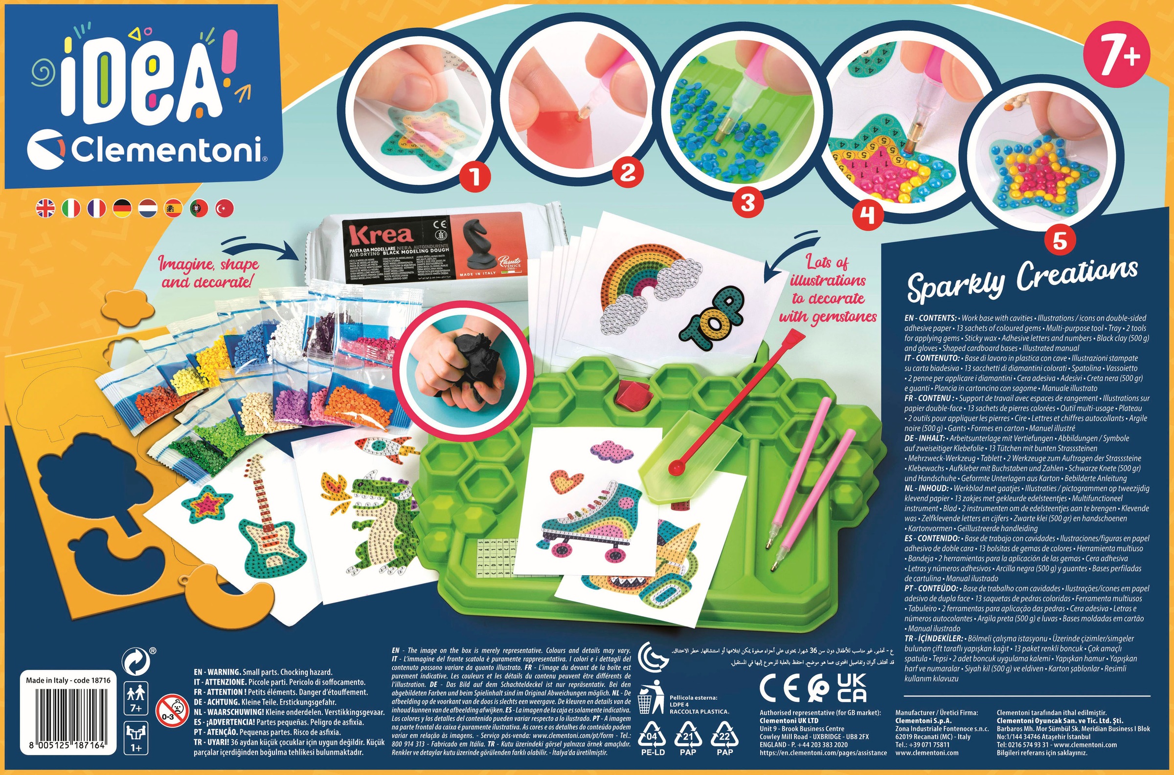 Clementoni® Kreativset »idea! Funkelnde 3D-Sticker«, Made in Europe