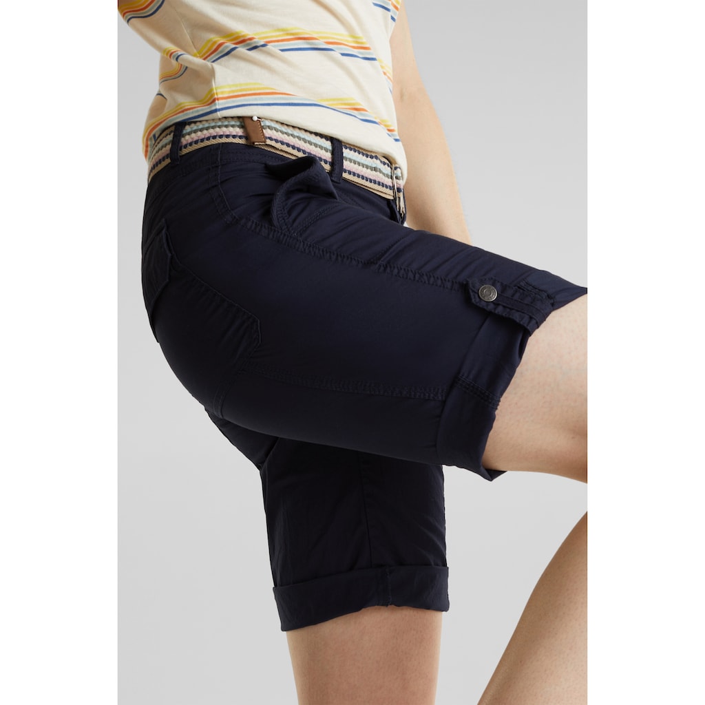 Esprit Bermudas »PLAY Shorts«, (2 tlg., mit abnehmbarem Gürtel), mit Textilgürtel in Flecht-Optik und bunter Stickerei