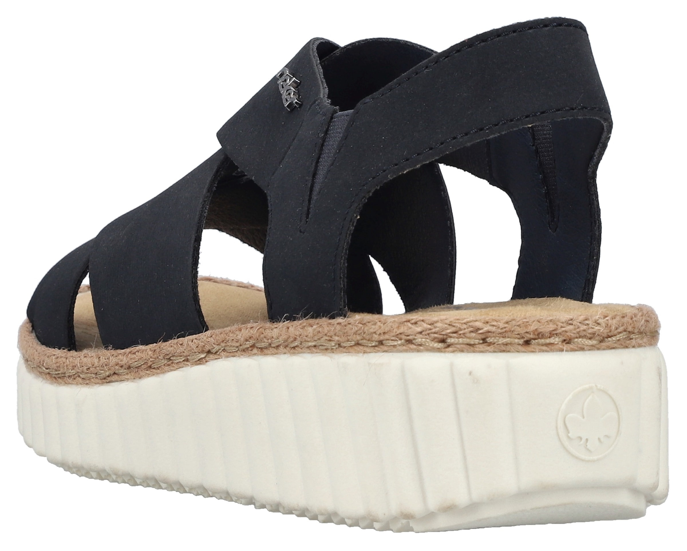 Rieker Plateausandale, Sommerschuh, Urlaubschuh Schlupfschuh mit kleinen Stretcheinsätzen
