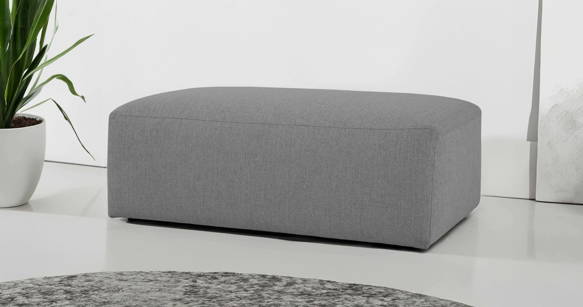 OTTO home Polsterhocker »Koa Pouf, Webstoff, Cord, Struktur, Chenille« Wellenunterfederung, weicher Lounge-Sitzkomfort