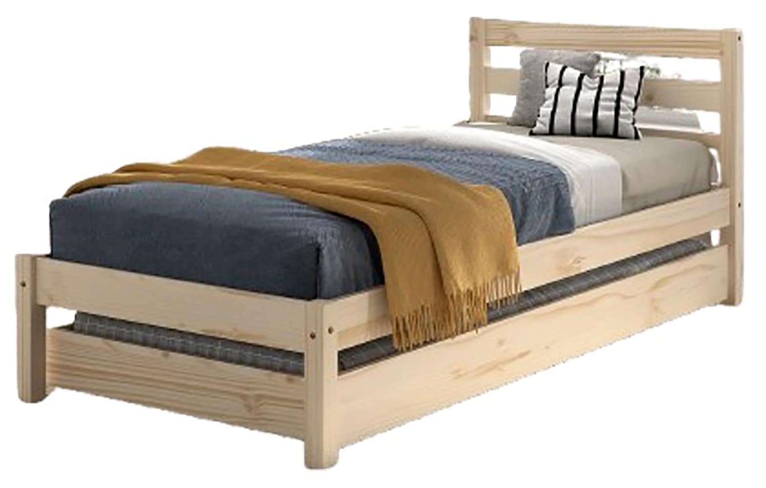 Vipack Massivholzbett »Pino, universell einsetzbar, gradliniges Design, Made in Europe« B/H/Tca. 211x84,4x 97,5cm, Liegefläche 90/200 cm, mit 1 Bettschublade,  inkl. Rolllattenrost, Kiefer massiv, in Natur oder Weiß lackiert