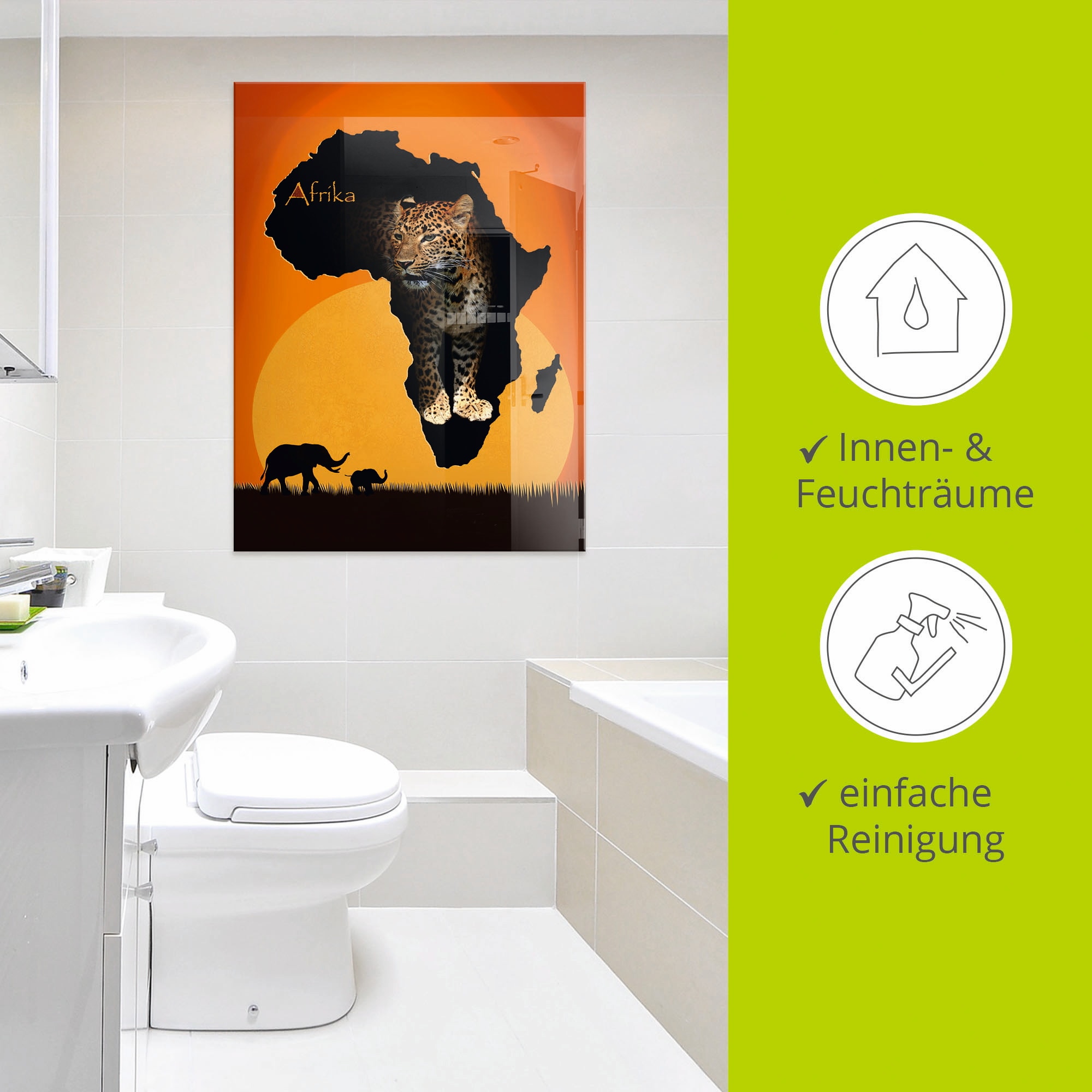 Artland Glasbild »Afrika der schwarze Kontinent«, Wildtiere, (1 St.), in verschiedenen Größen