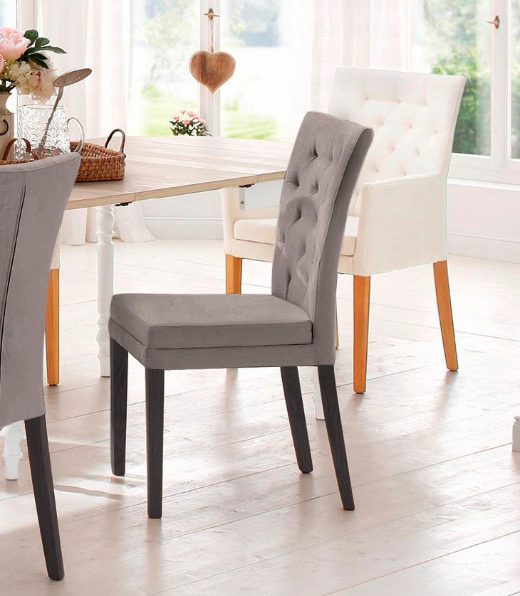 Home affaire 4-Fußstuhl »Colorado«, (Set), 6 St., Luxus-Microfaser, Beine aus Buche, wengefarben lackiert, Im 2er, 4er oder 6er-Set