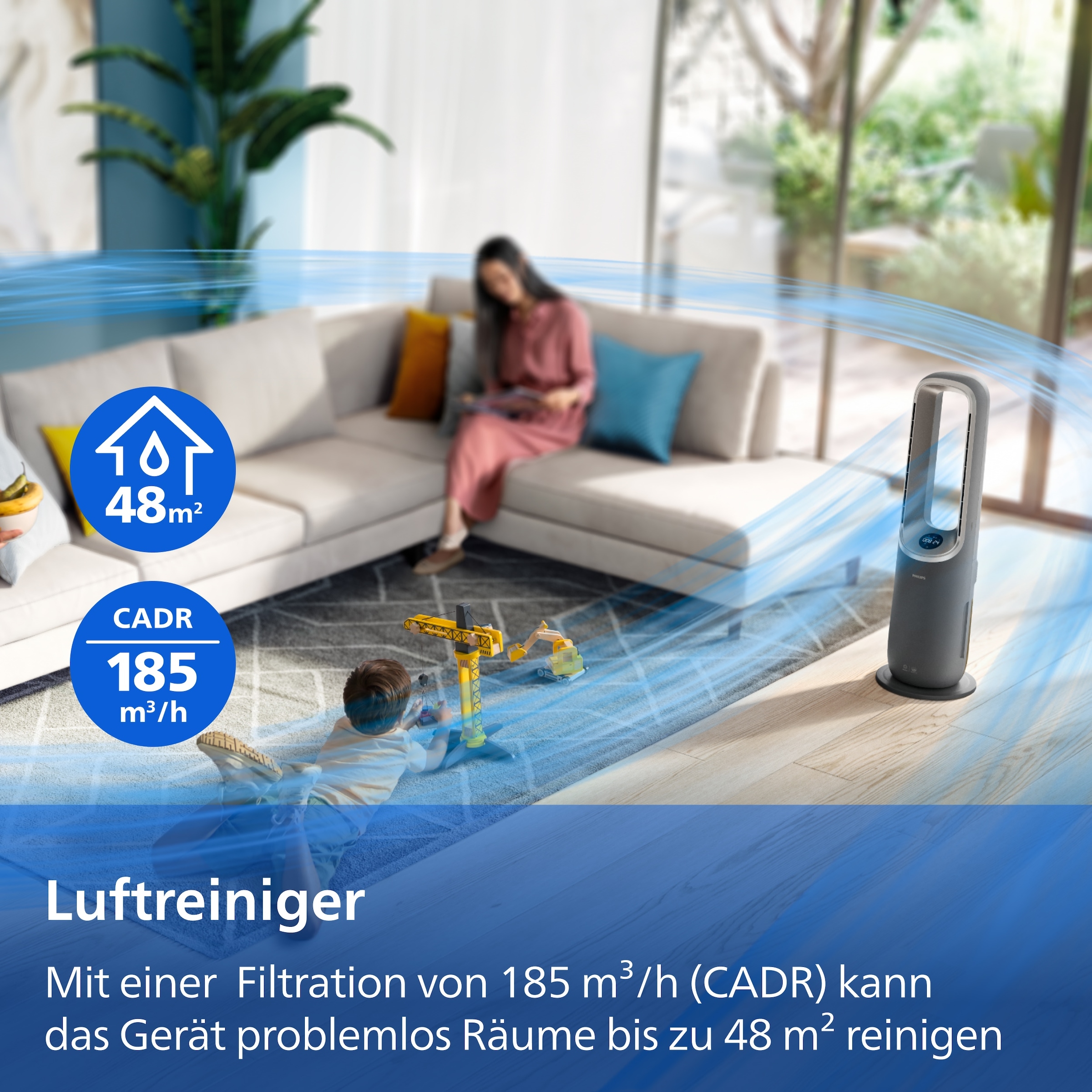Philips Luftreiniger »AMF970/10 AirPerformer 4-in-1, Reinigen, Kühlen, Heizen & Befeuchten« für 48 qm Räume mit App-Verbindung, Fernbedienung