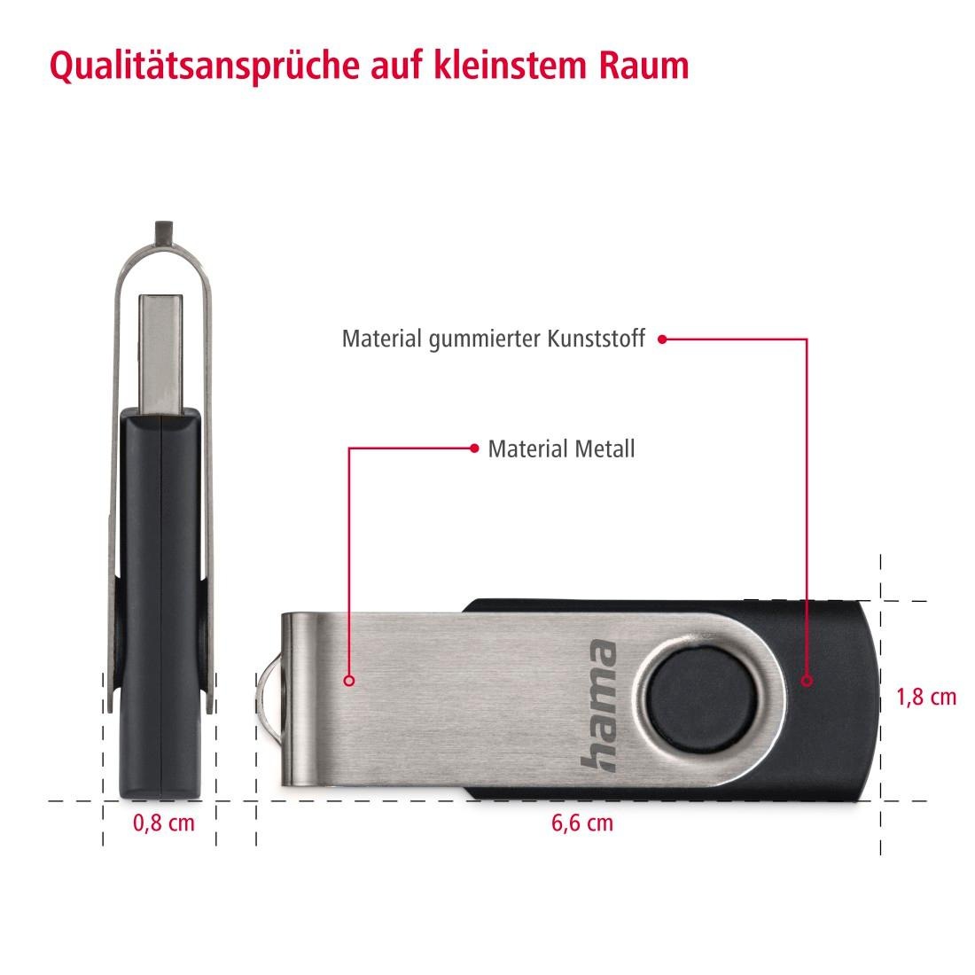 Hama USB-Stick »Rotate, USB 2.0, Schwarz/Silber«, (USB 2.0)