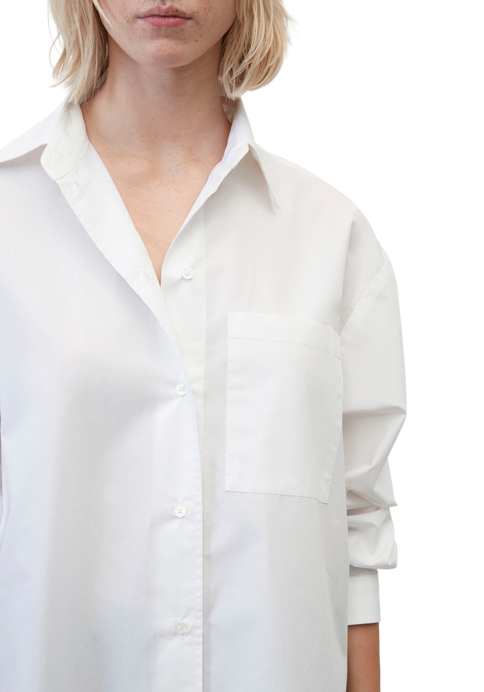 Marc O'Polo Langarmbluse »Blouse, long sleeve, kent collar, patched pocket, solid«