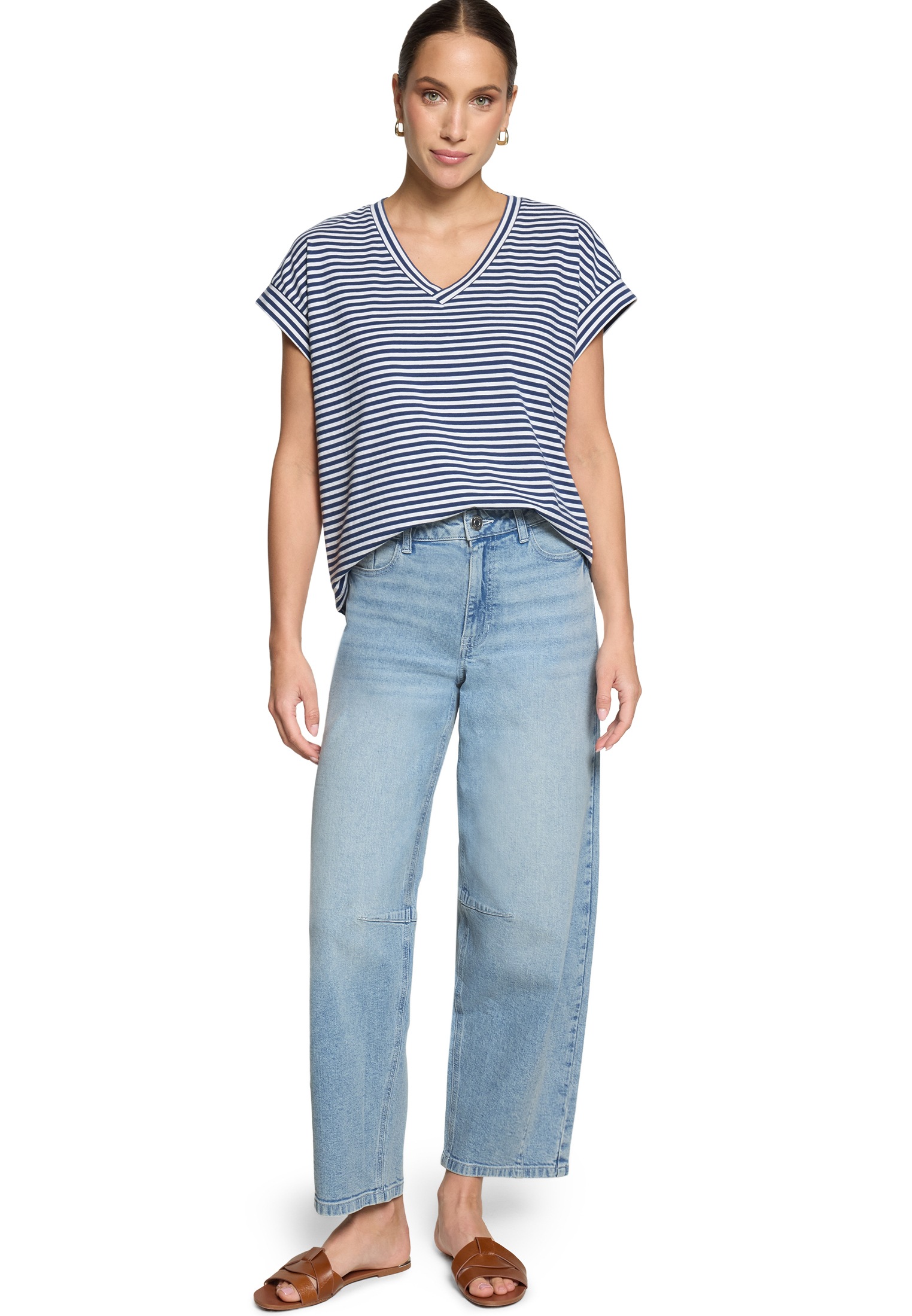 Zero Print-Shirt »Streifenshirt mit V-Ausschnitt«