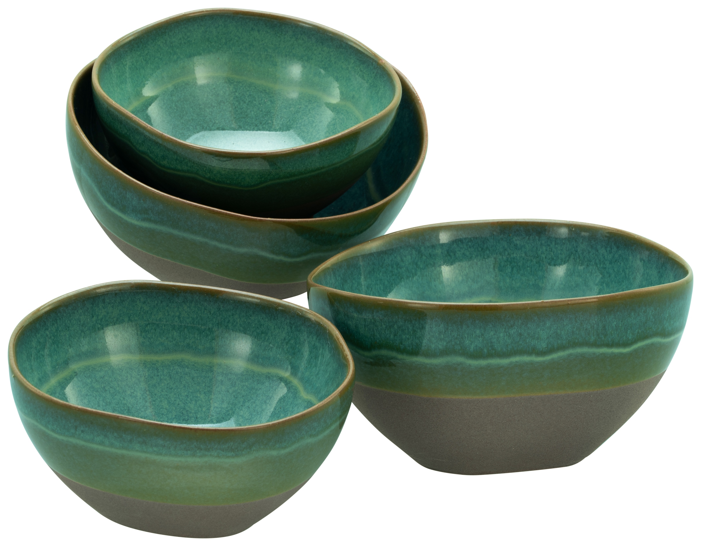 CreaTable Schale »Basalt Bio, Bowl Set 4-tlg« 4 Stk. aus Steinzeug Organische Form, Jedes Teil ein Unikat