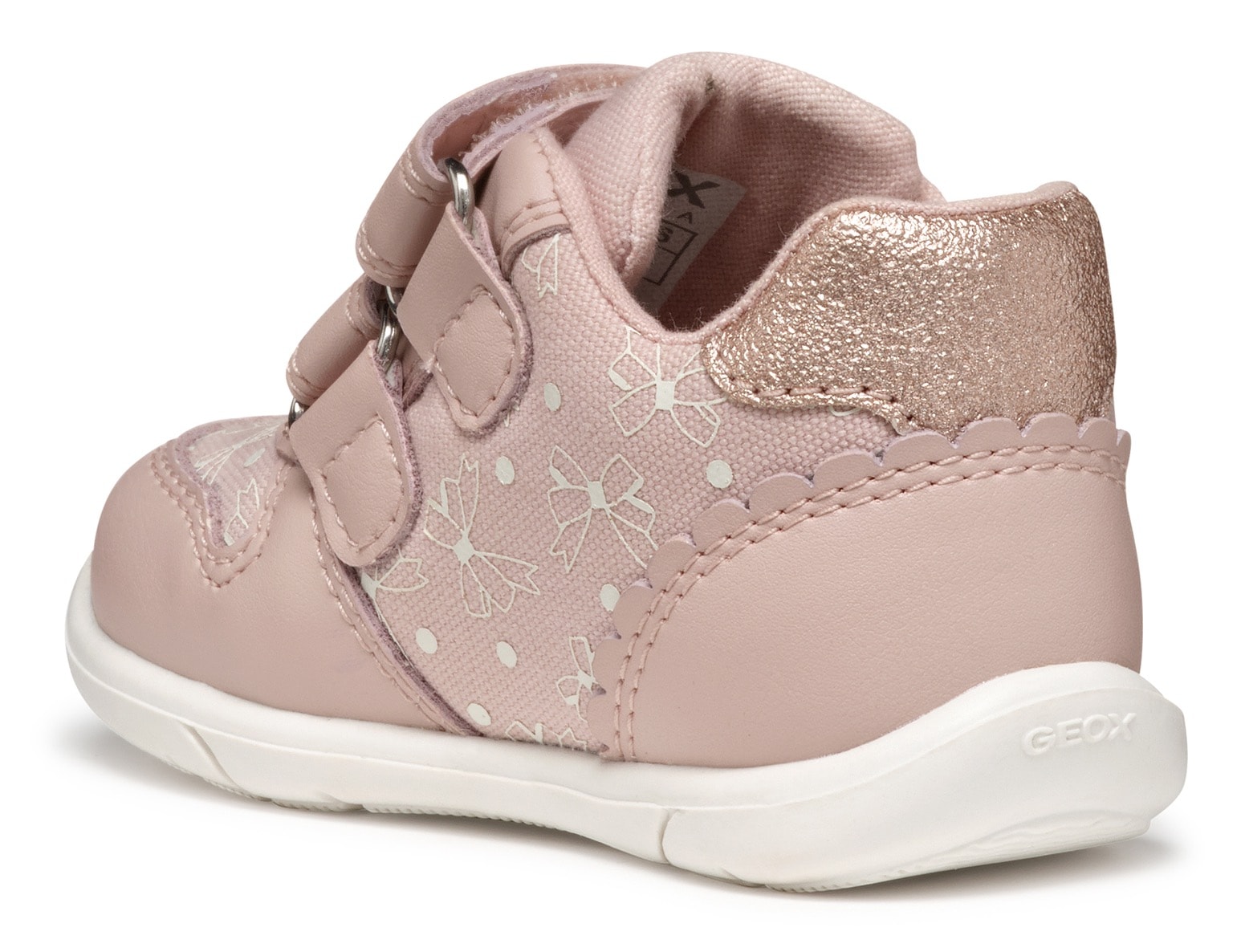 Geox Lauflernschuh »B ZAPITO GIRL«, Festtagsschuh, Klettschuh mit Schleifchen bedruckt und Glitzer