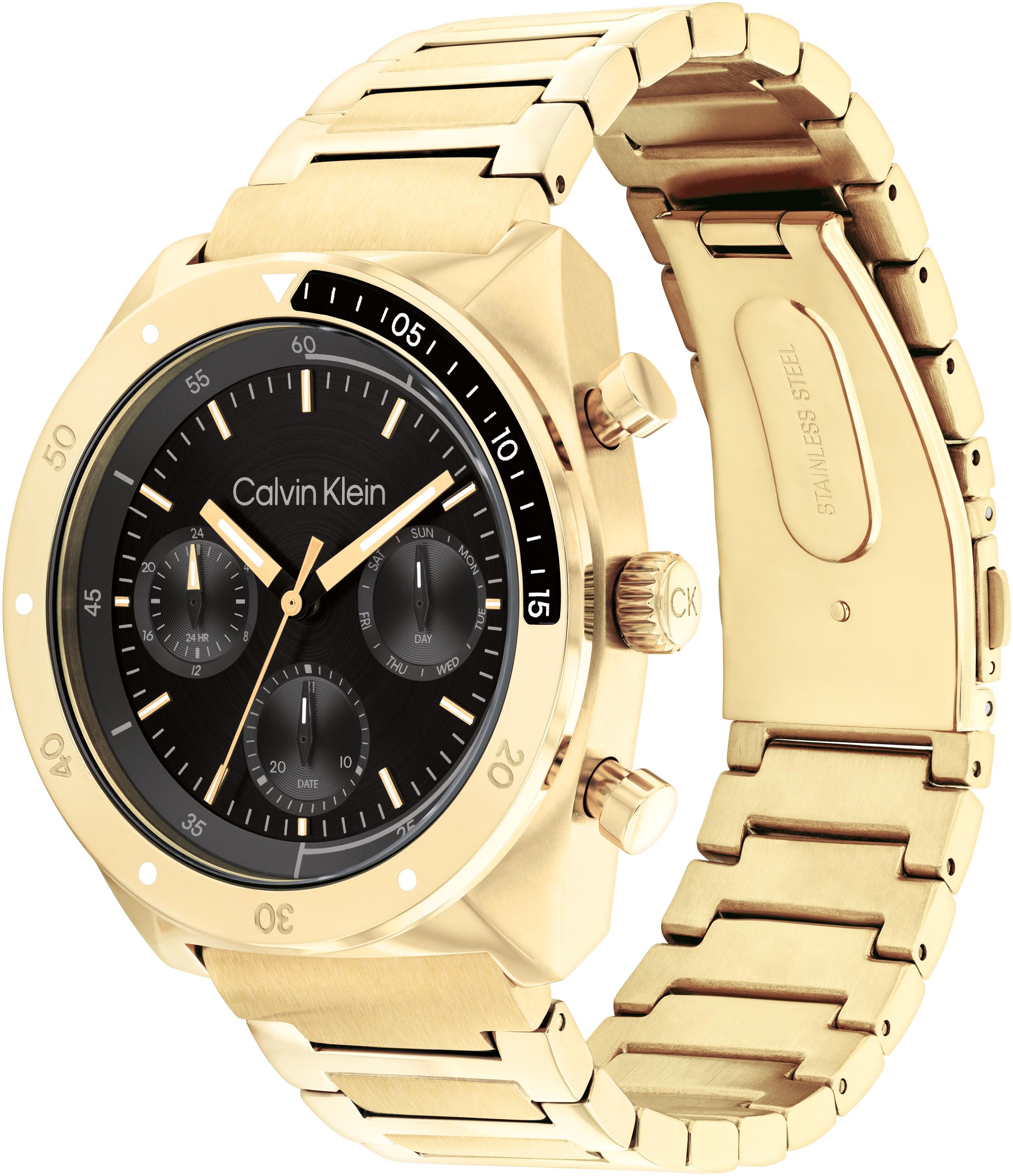 Calvin Klein Multifunktionsuhr »CK FLEX«, Armbanduhr, Quarzuhr, Herrenuhr, Tag, Wochentag, Edelstahlarmband