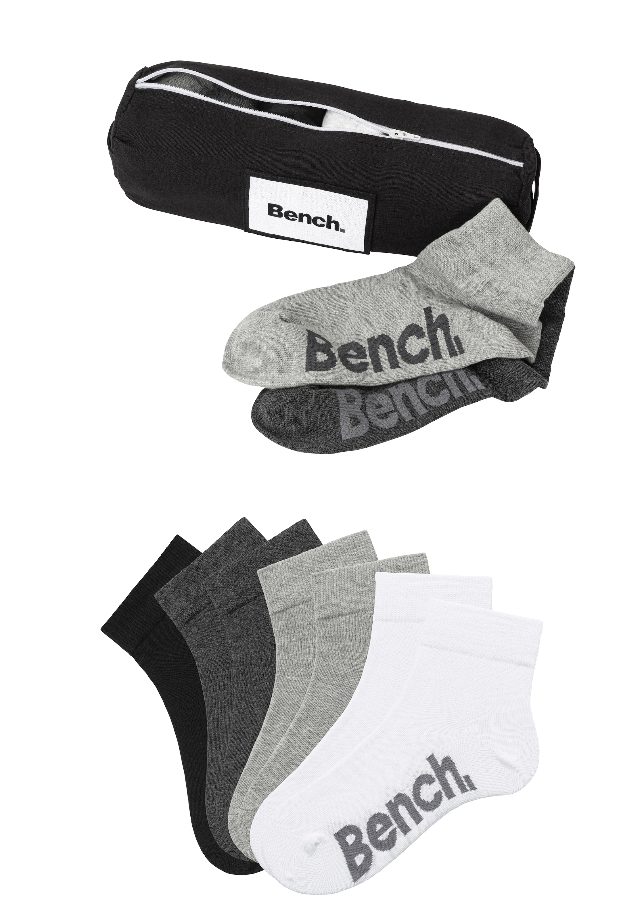 Bench. Kurzsocken, (Federtasche, 7 Paar), in ansprechendem Mäppchen mit Reißverschluss