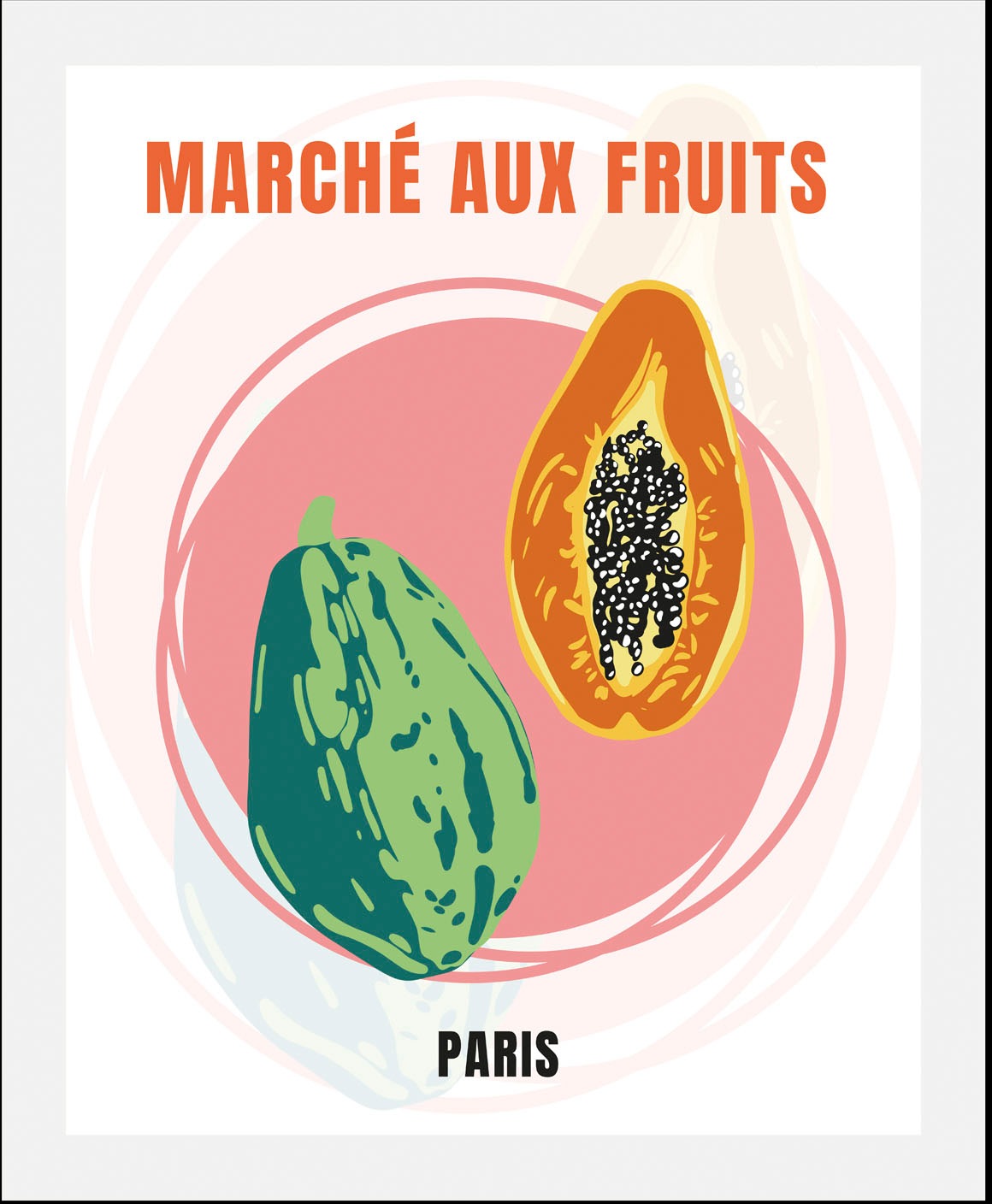 queence Bild »Paris«, Obst-Obst Bilder-Schriftzug-Kunst-Abstrakt-Essen-Lebensmittel-Paris, (1 St.), HD Premium Poster-Druck inkl. Holzrahmen