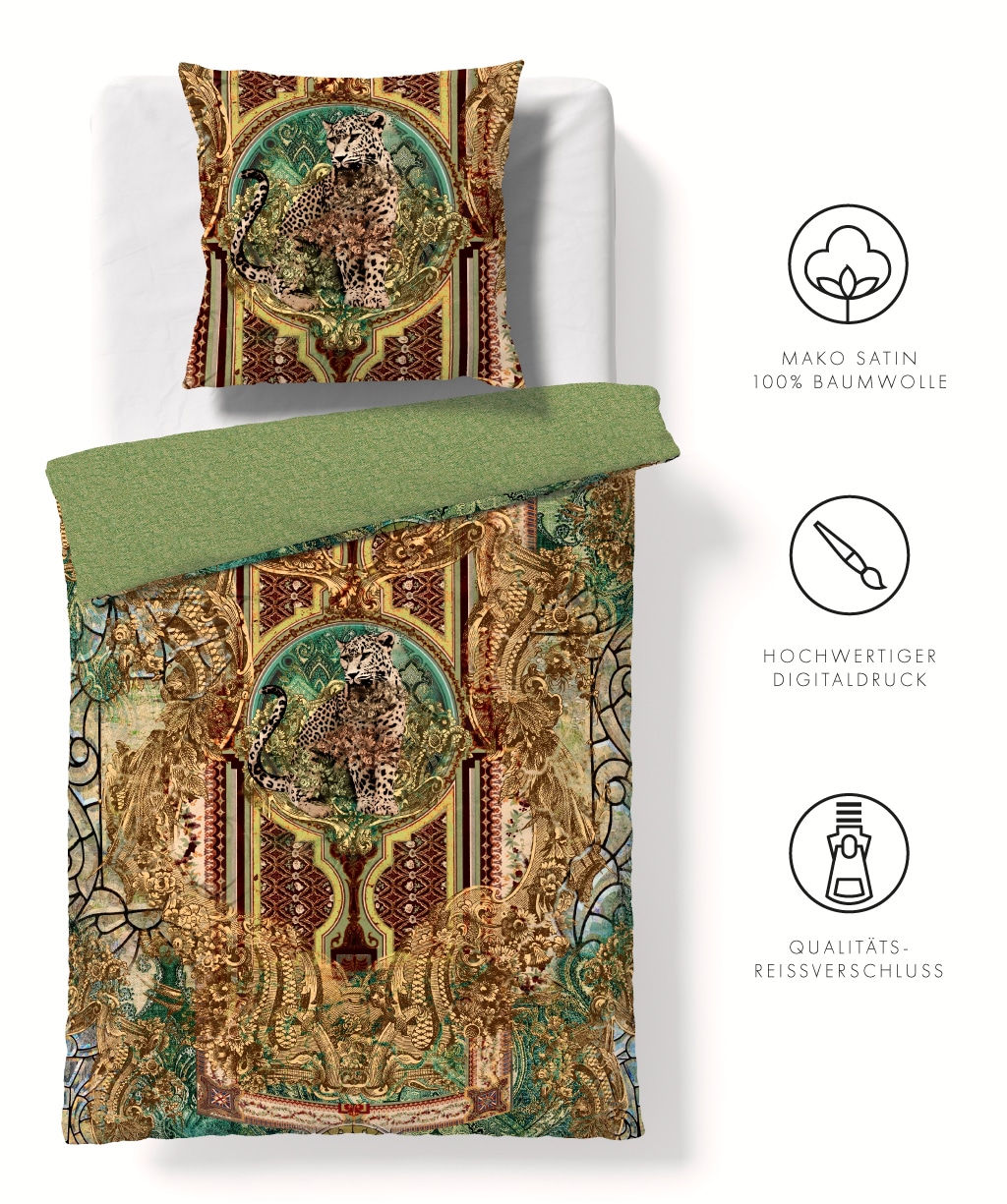 fleuresse Bettwäsche »Bed Art S«, Mako Satin 100% Baumwolle mit Reißverschluss