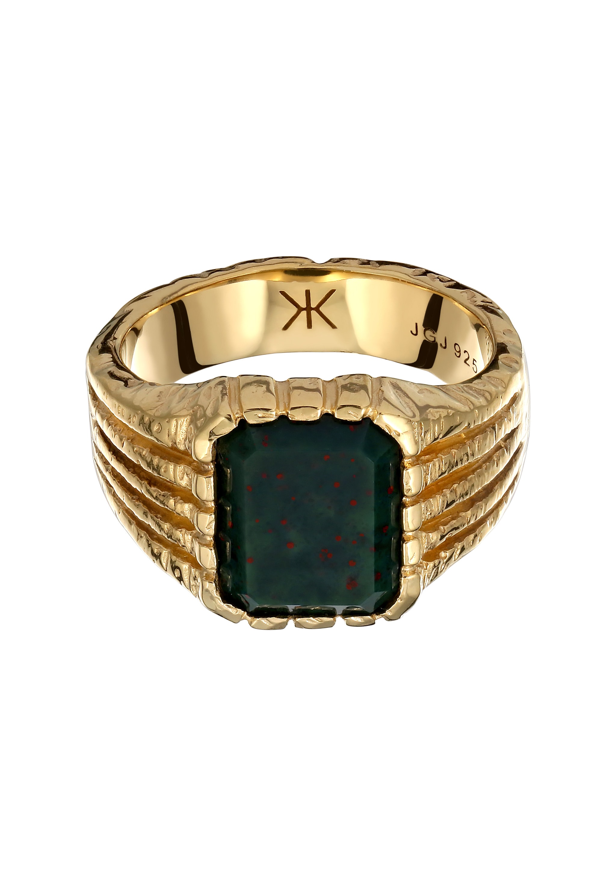 Kuzzoi Silberring »Ring Rechteck Quarz Grün 925 Sterling Silber vergoldet«