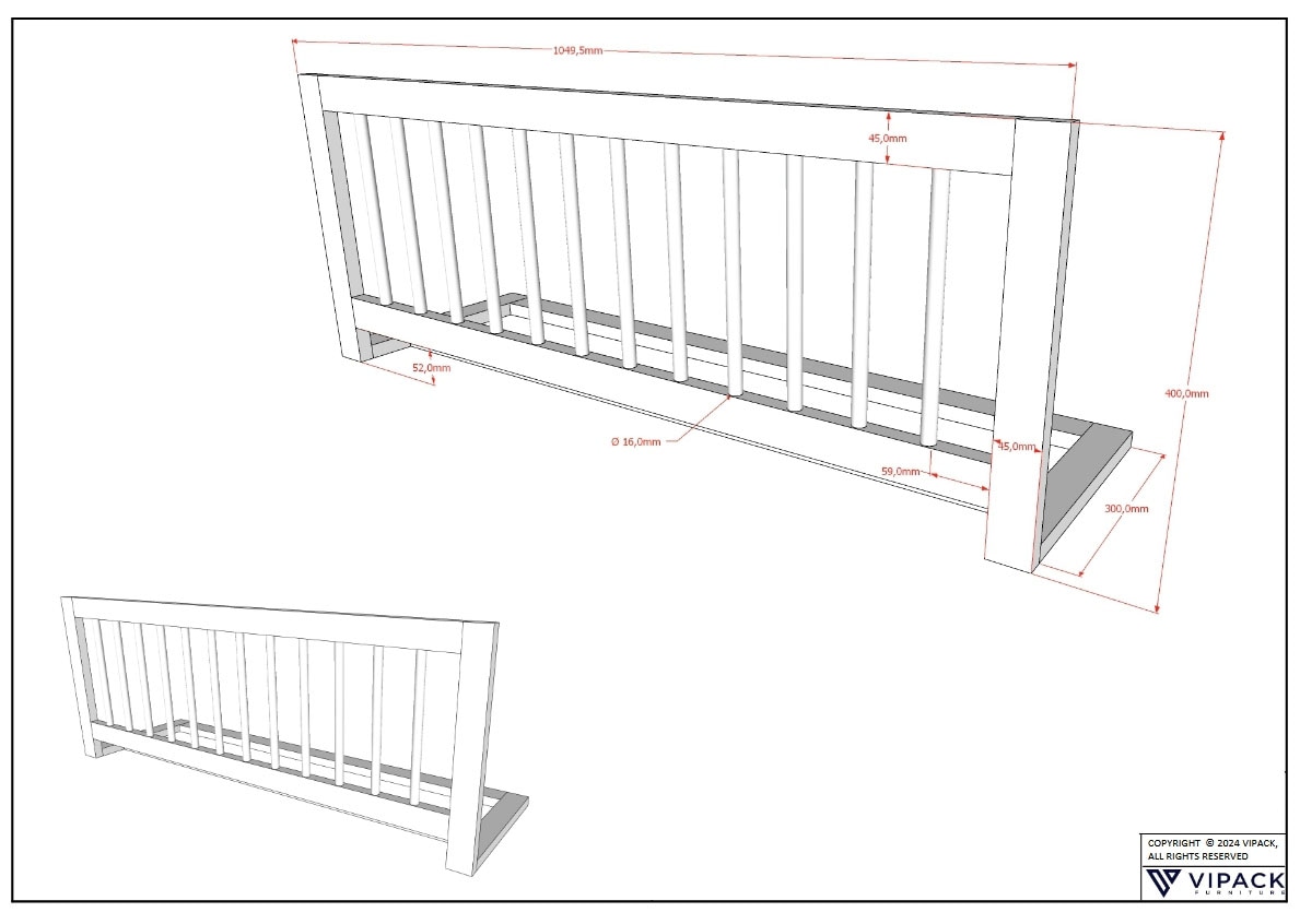 Vipack Umbauseiten »Rausfallschutz mit Sprossen für Betten Forrest, universell einsetzbar« Buche massiv natur lackiert, bietet zusätzlich Schutz für Ihr Kind